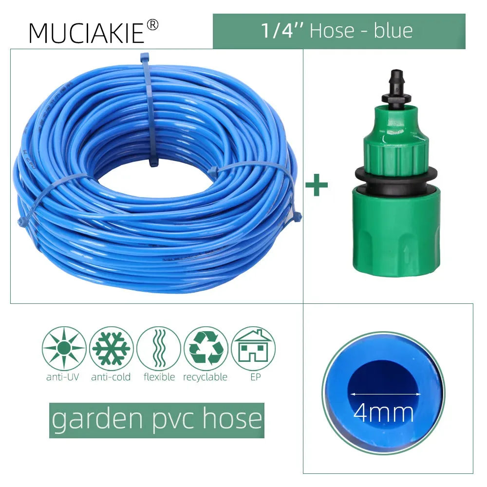 10/20/25/40 Meter 4/7Mm Garden Water Hose With Quick Connector Micro Drip Misting Irrigation Tubing