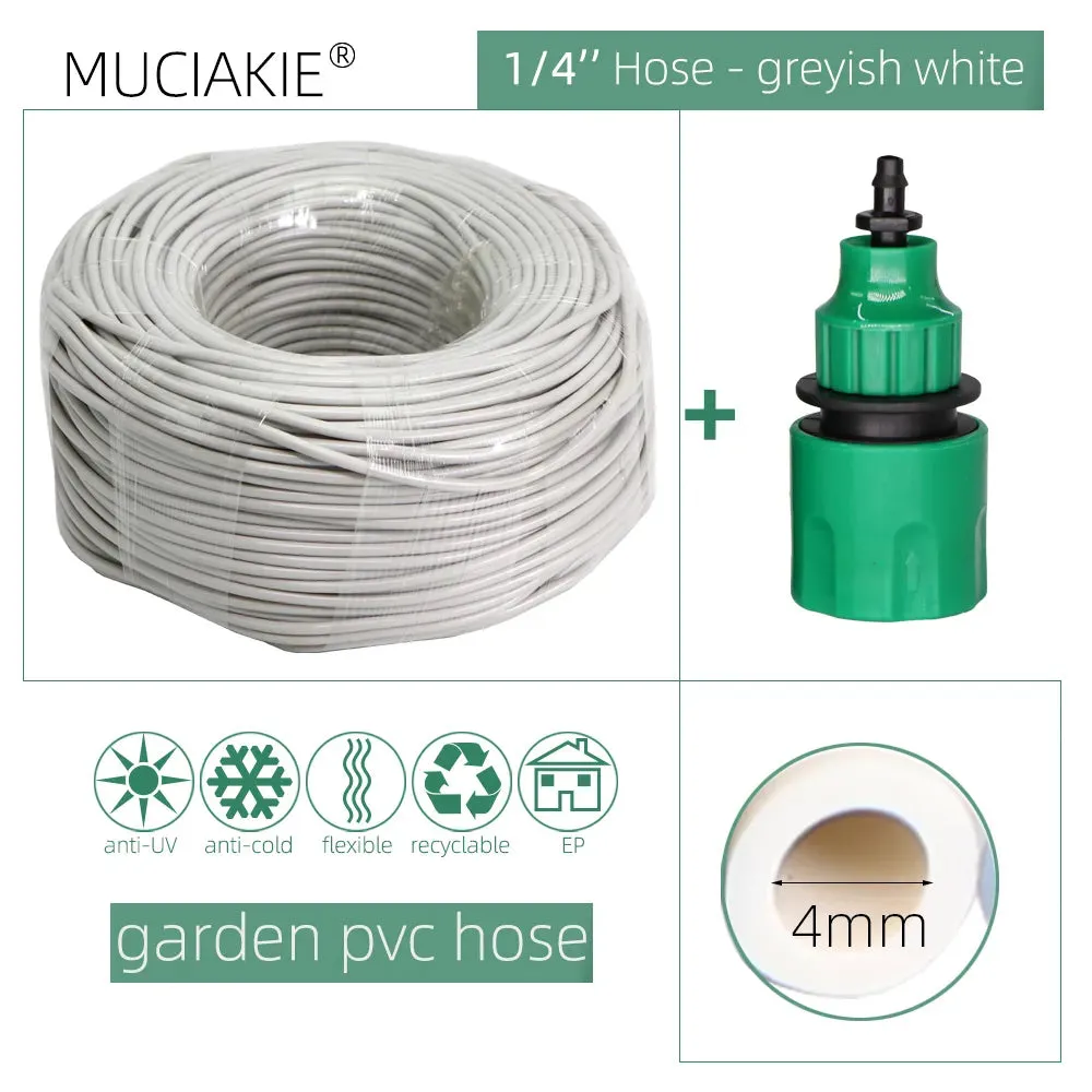 10/20/25/40 Meter 4/7Mm Garden Water Hose With Quick Connector Micro Drip Misting Irrigation Tubing