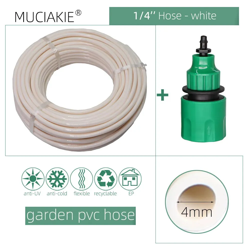 10/20/25/40 Meter 4/7Mm Garden Water Hose With Quick Connector Micro Drip Misting Irrigation Tubing