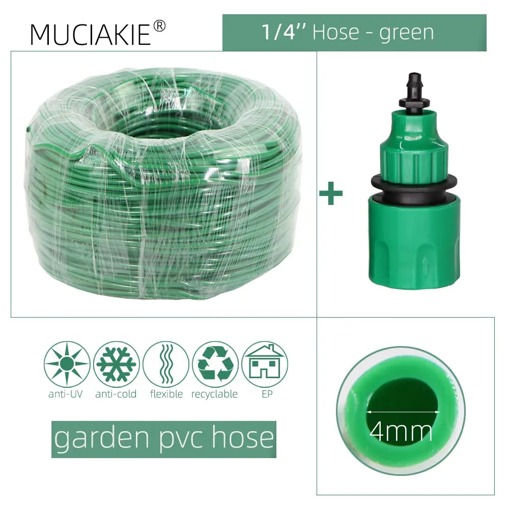 10/20/25/40 Meter 4/7Mm Garden Water Hose With Quick Connector Micro Drip Misting Irrigation Tubing