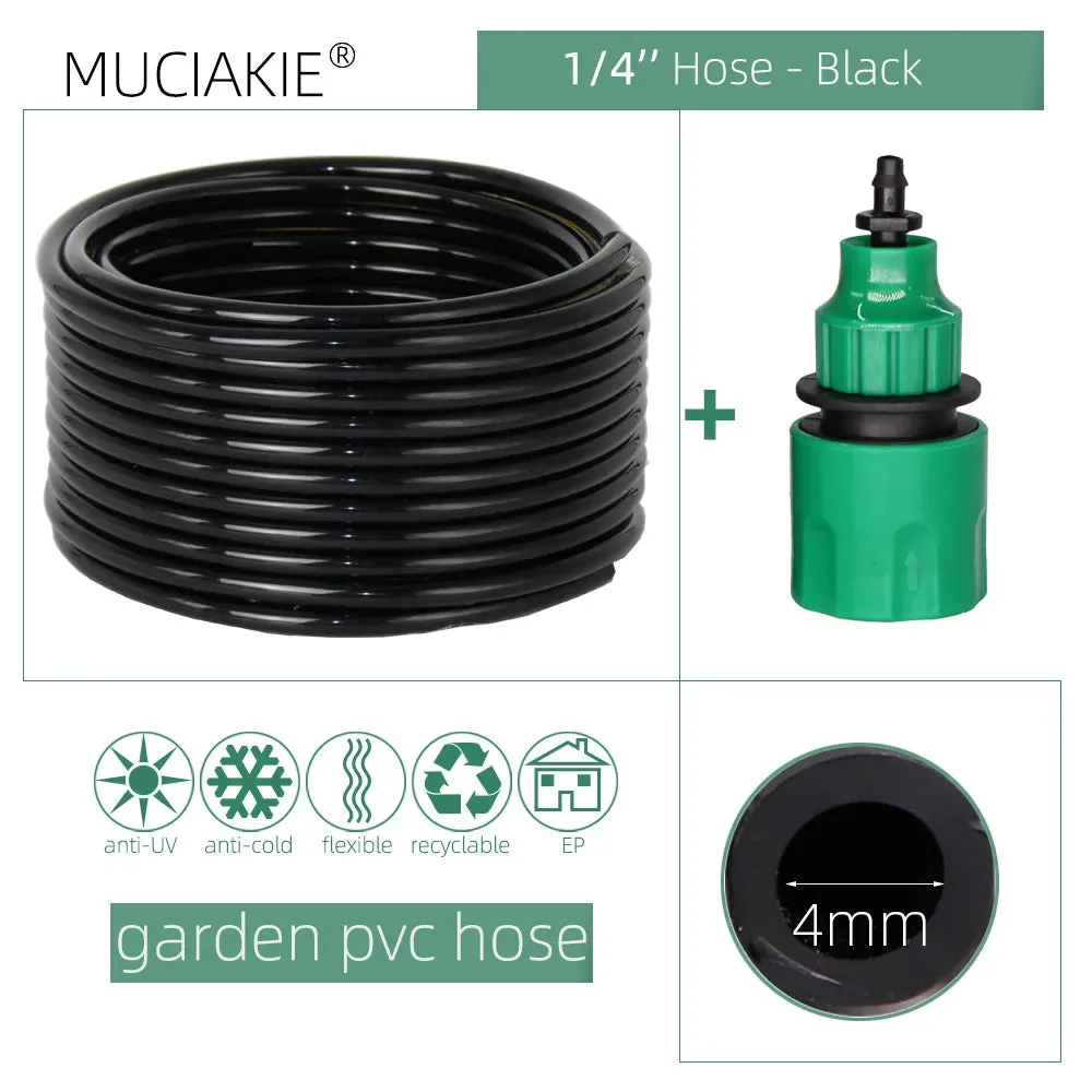 10/20/25/40 Meter 4/7Mm Garden Water Hose With Quick Connector Micro Drip Misting Irrigation Tubing