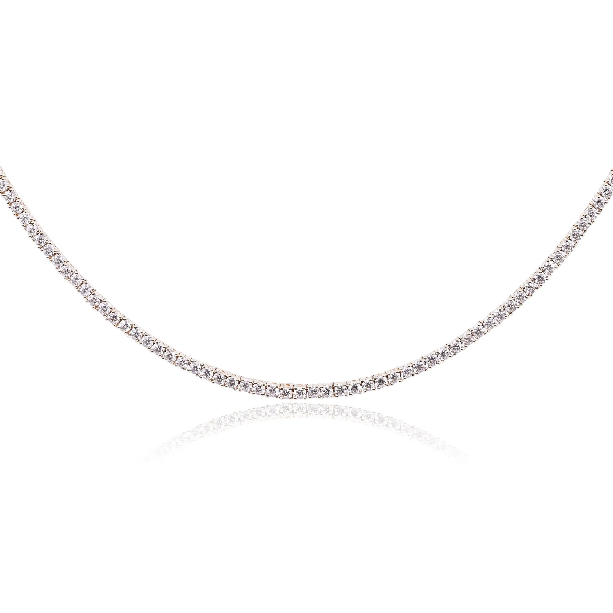 14K YELLOW GOLD DIAMOND TENNIS NECKLACE - 7.10CTW