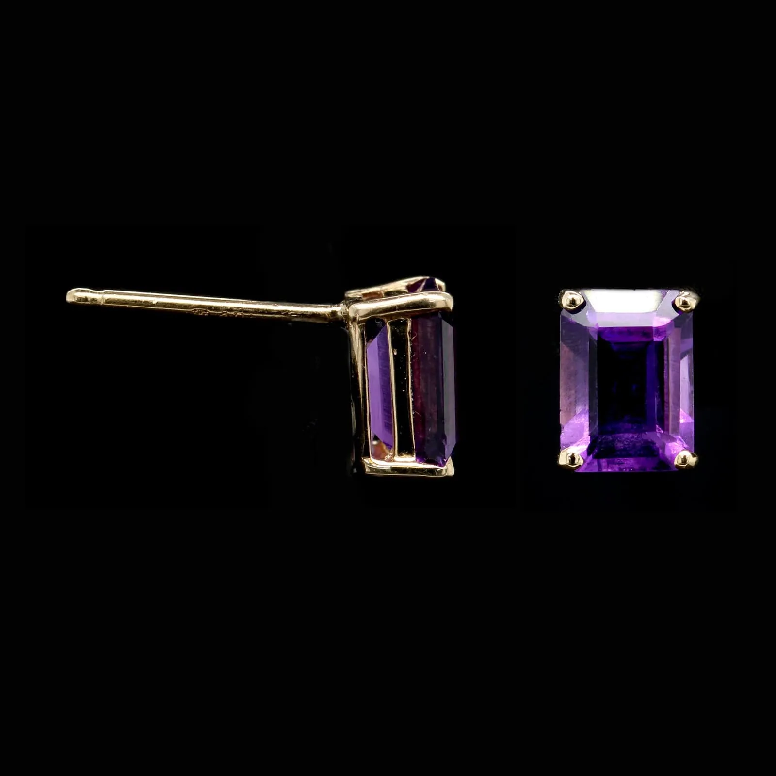 14K Yellow Gold Estate Amethyst Stud Earrings