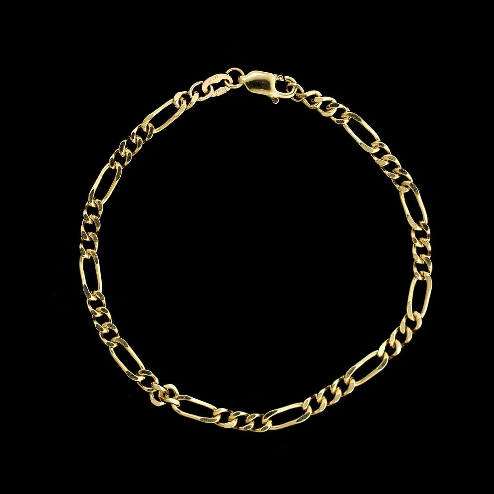 14K Yellow Gold Estate Figaro Link Bracelet