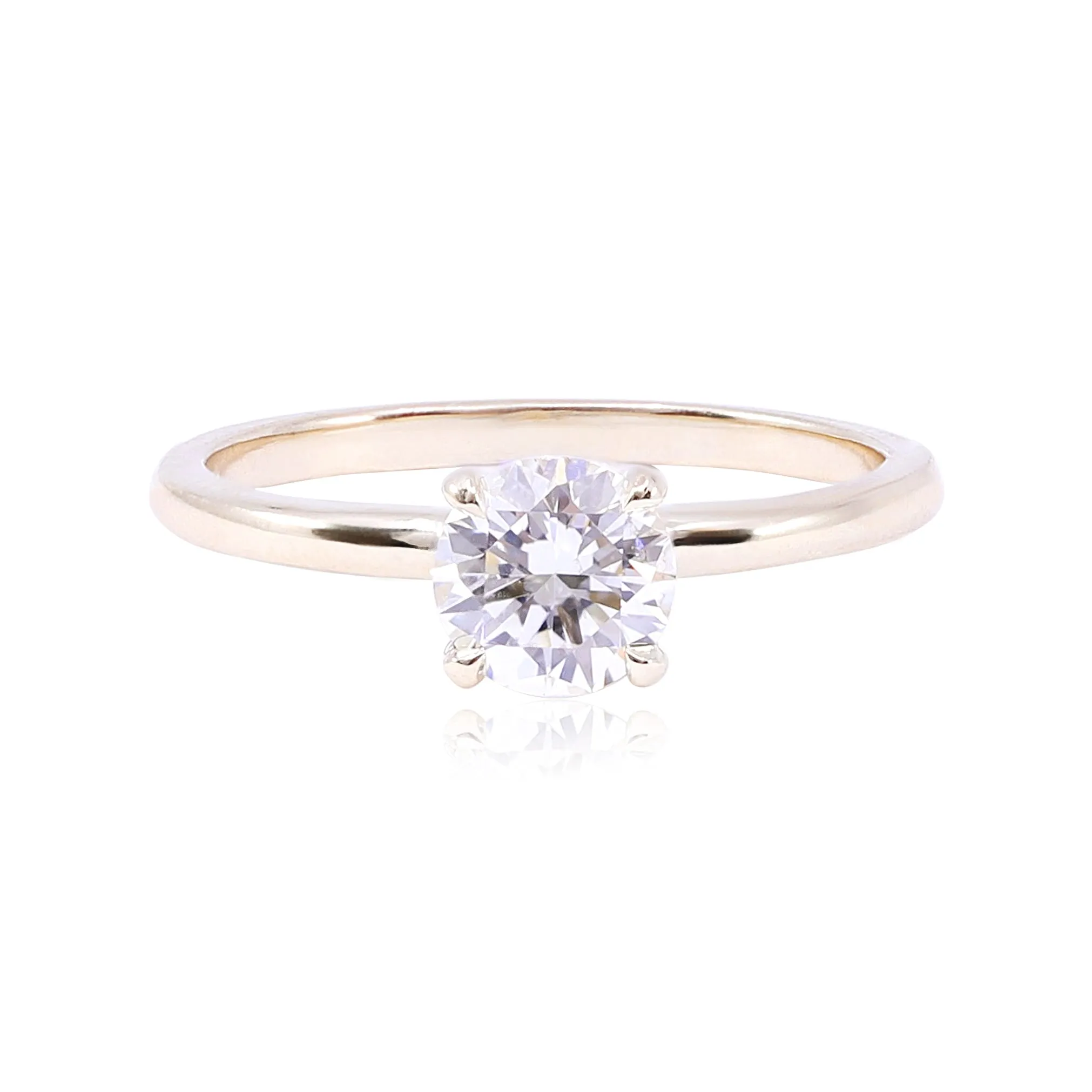 14K YELLOW GOLD ROUND BRILLIANT DIAMOND SOLITAIRE RING - 0.80CTW