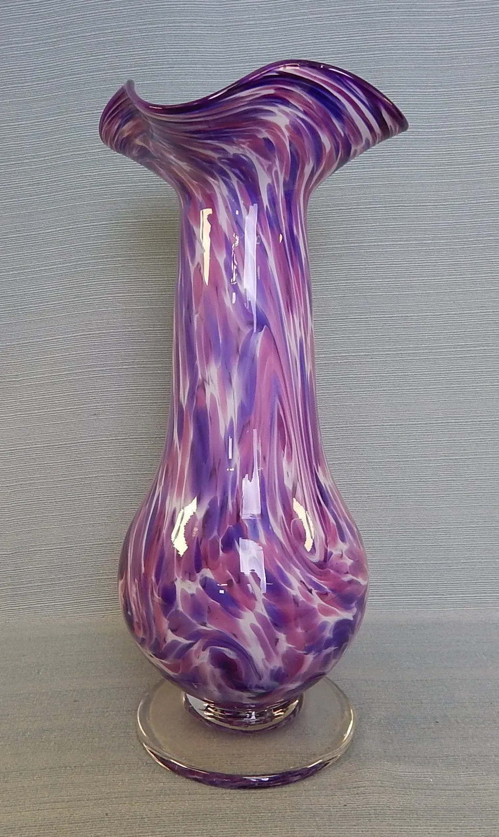 15" Purple Splatter Glass Vase