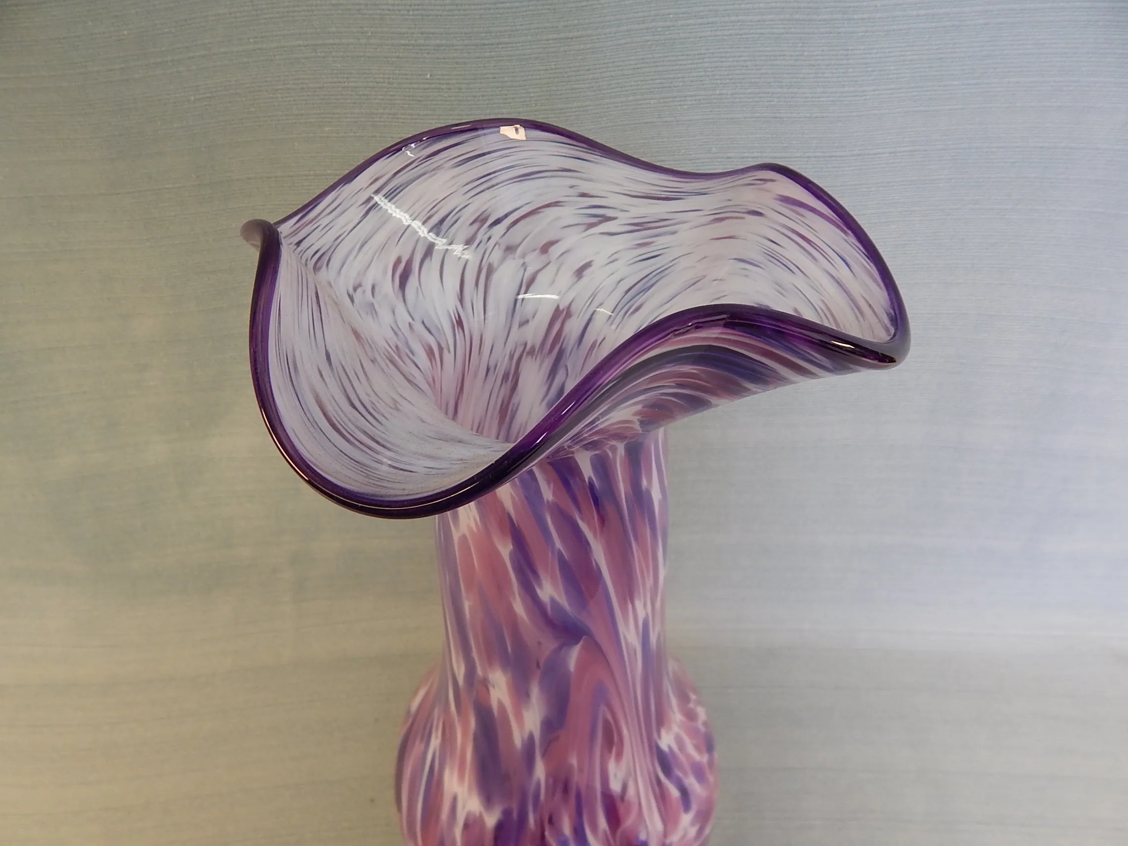 15" Purple Splatter Glass Vase