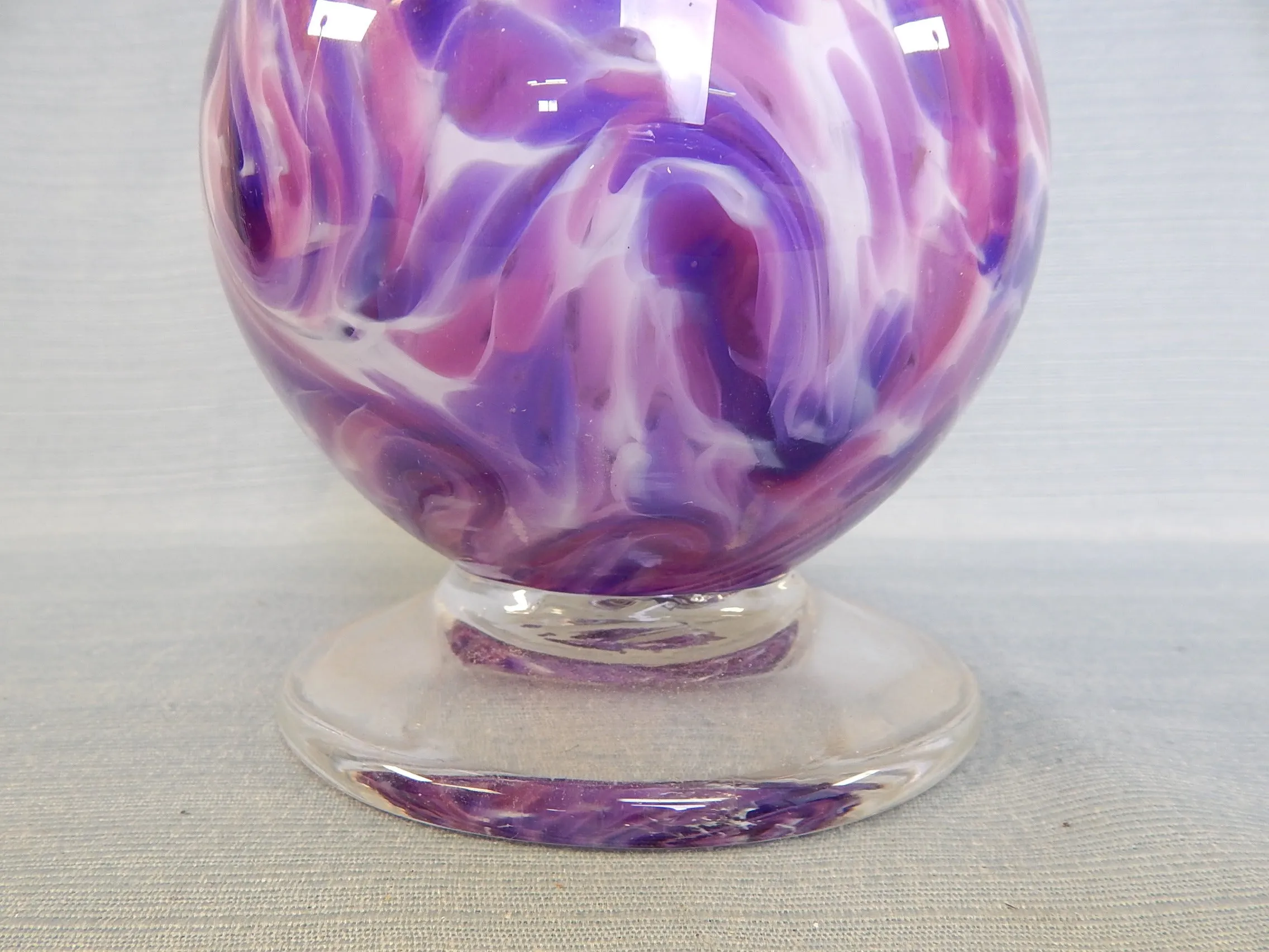 15" Purple Splatter Glass Vase