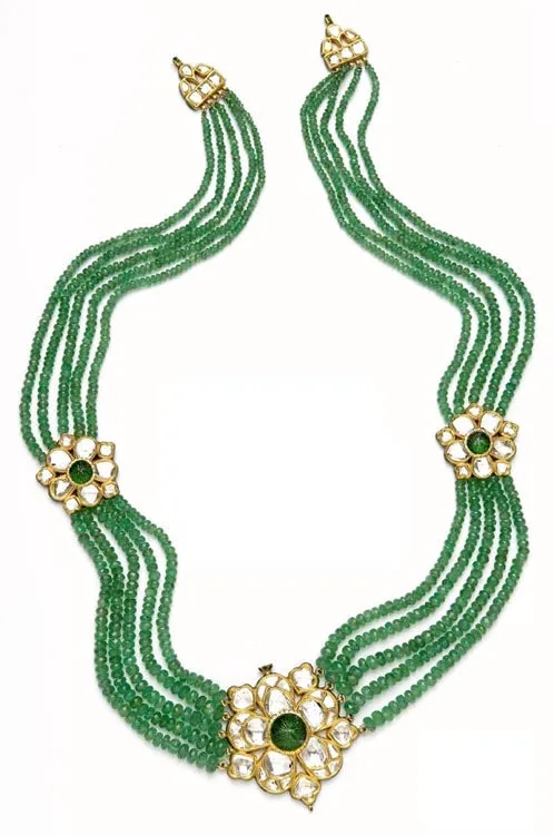 18k Gold Rose cut Diamond and Emerald Farheen Necklace