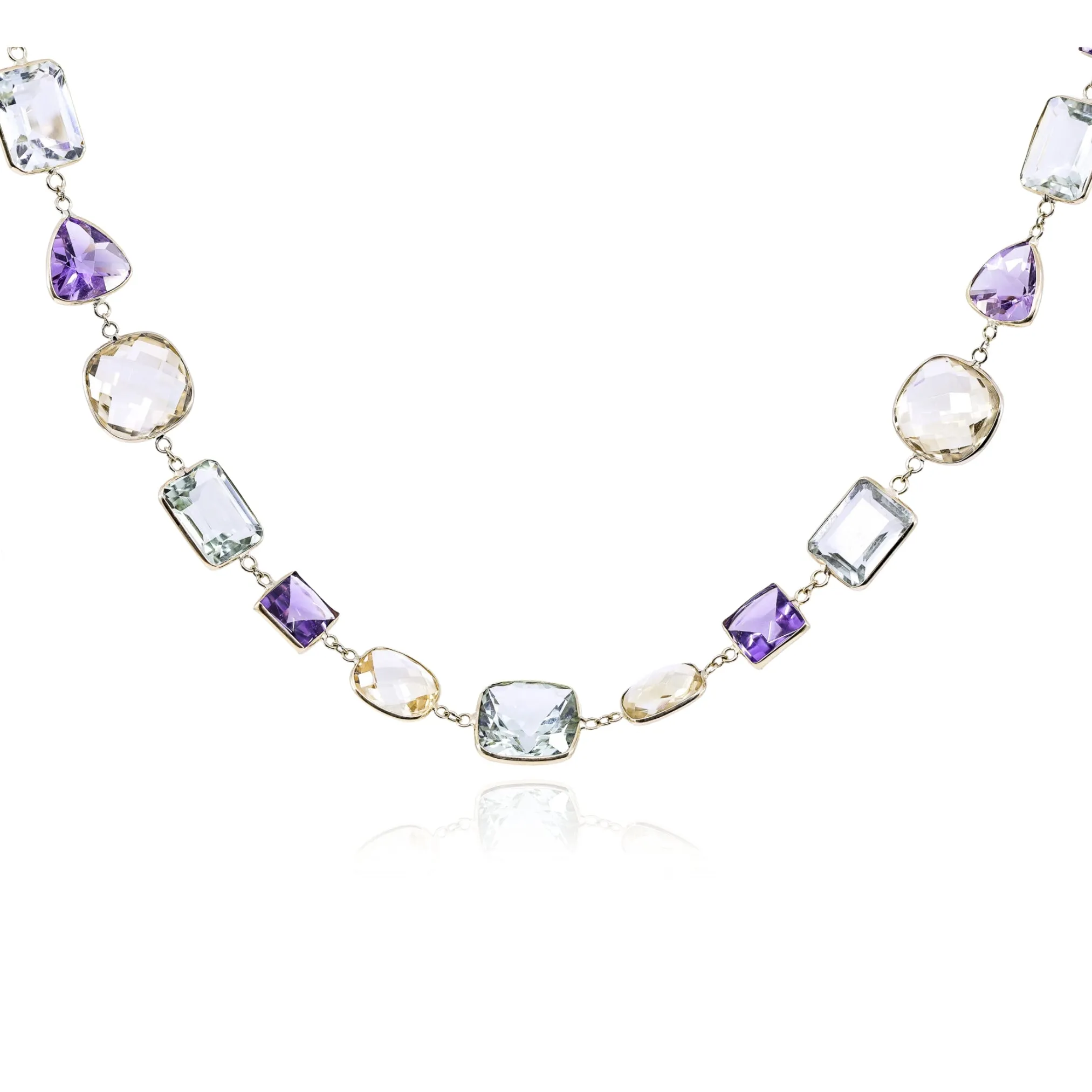 18K YELLOW GOLD 38 INCH FANCY GEMSTONE NECKLACE