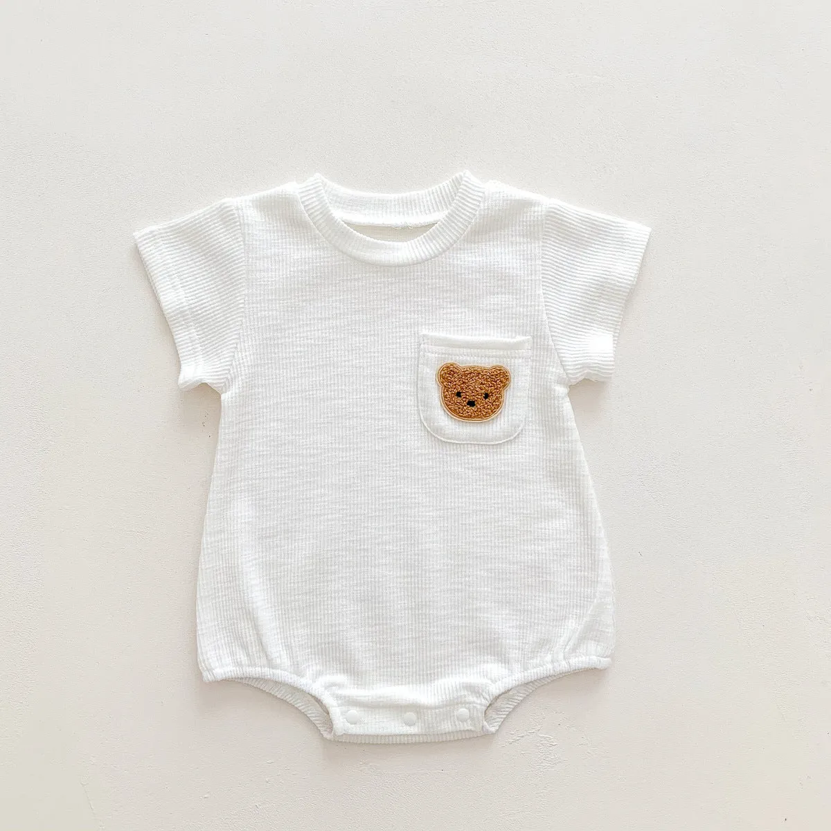 2022 Baby, Newborn, Male and Female Baby Bodysuit, Little Bear, Fart Wrap, Short Sleeve Triangle Romper, Creeper