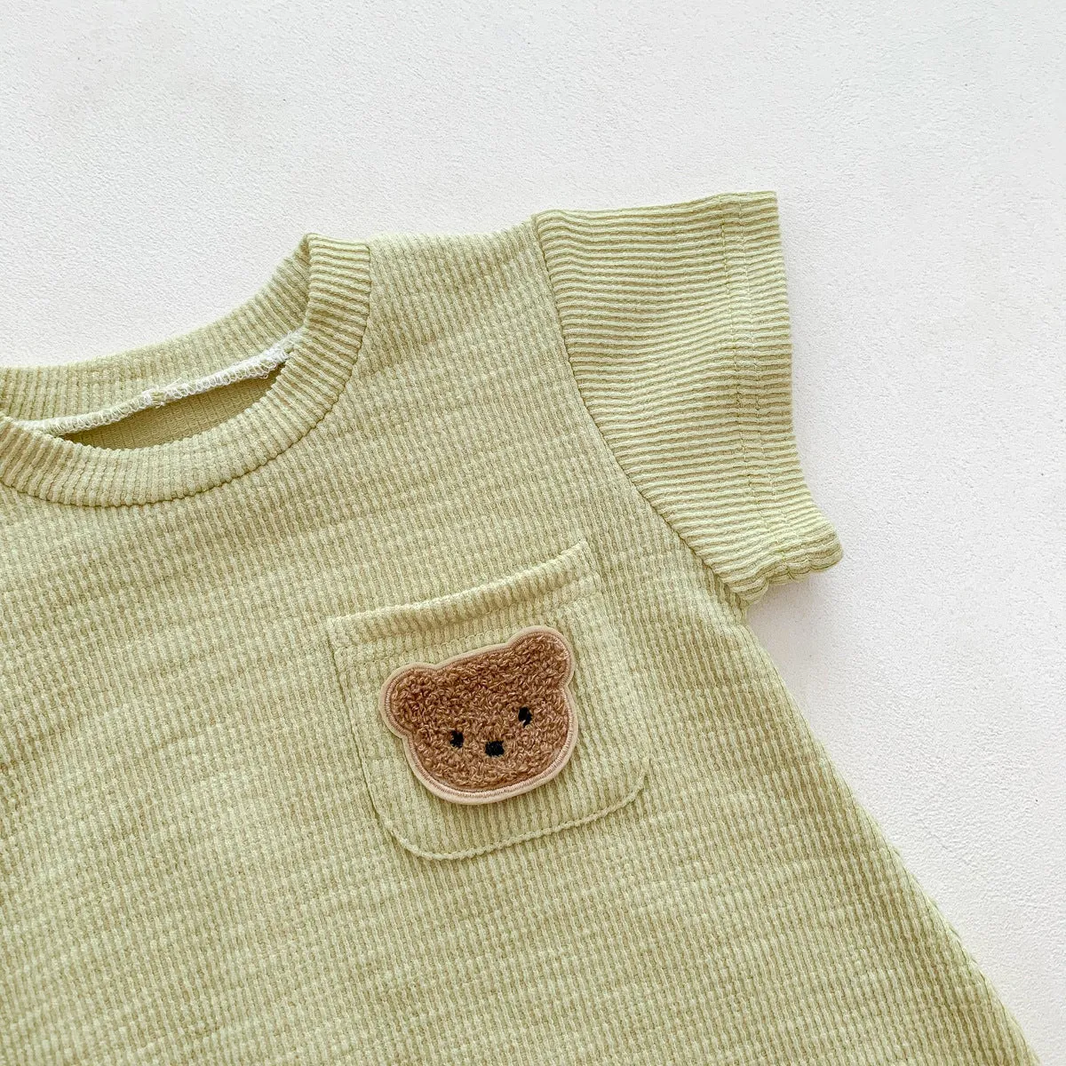 2022 Baby, Newborn, Male and Female Baby Bodysuit, Little Bear, Fart Wrap, Short Sleeve Triangle Romper, Creeper