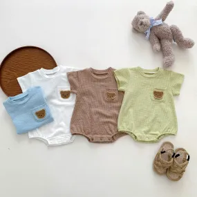 2022 Baby, Newborn, Male and Female Baby Bodysuit, Little Bear, Fart Wrap, Short Sleeve Triangle Romper, Creeper