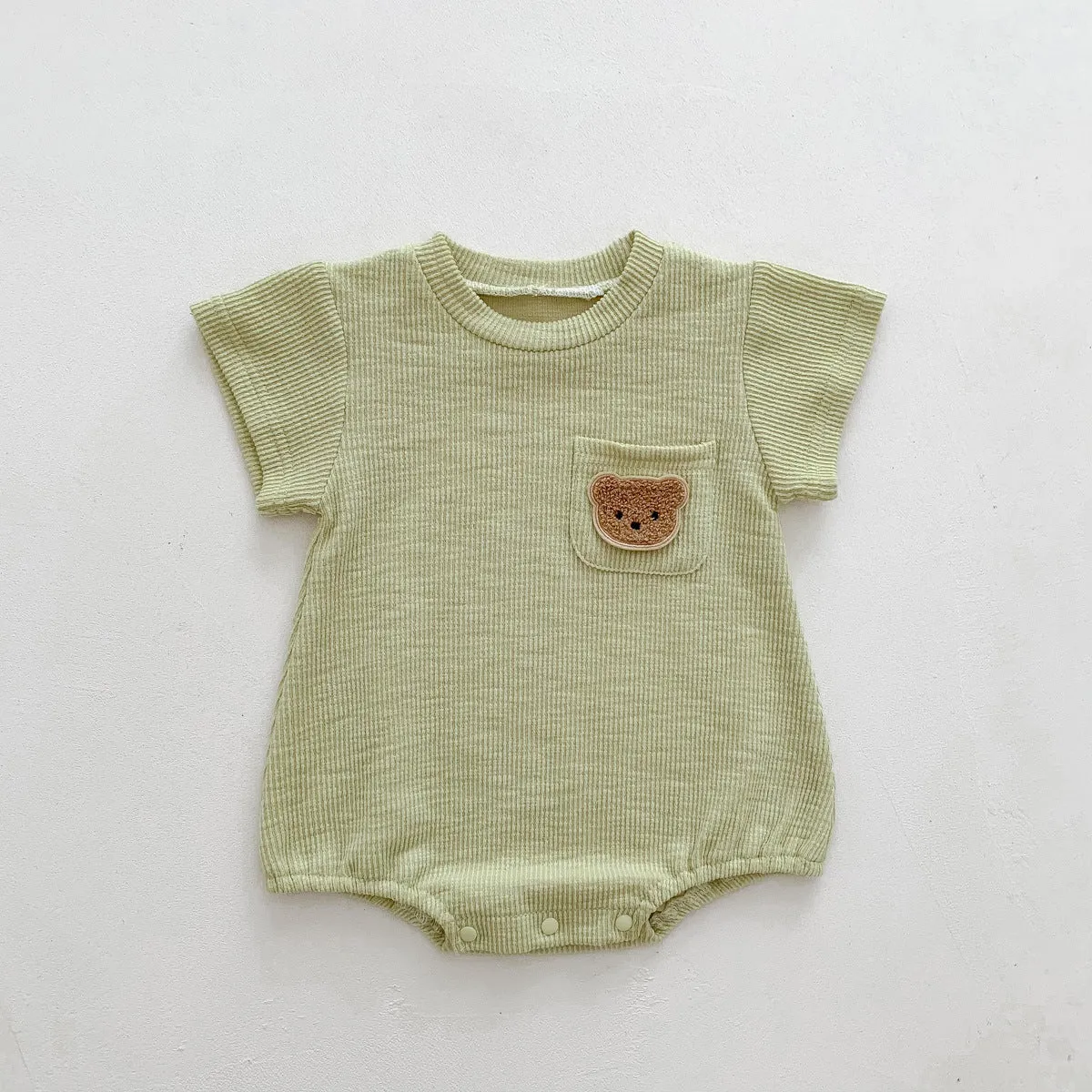 2022 Baby, Newborn, Male and Female Baby Bodysuit, Little Bear, Fart Wrap, Short Sleeve Triangle Romper, Creeper