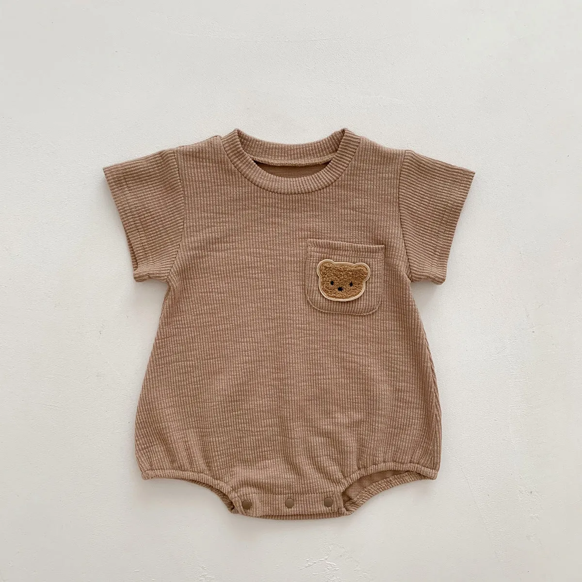 2022 Baby, Newborn, Male and Female Baby Bodysuit, Little Bear, Fart Wrap, Short Sleeve Triangle Romper, Creeper