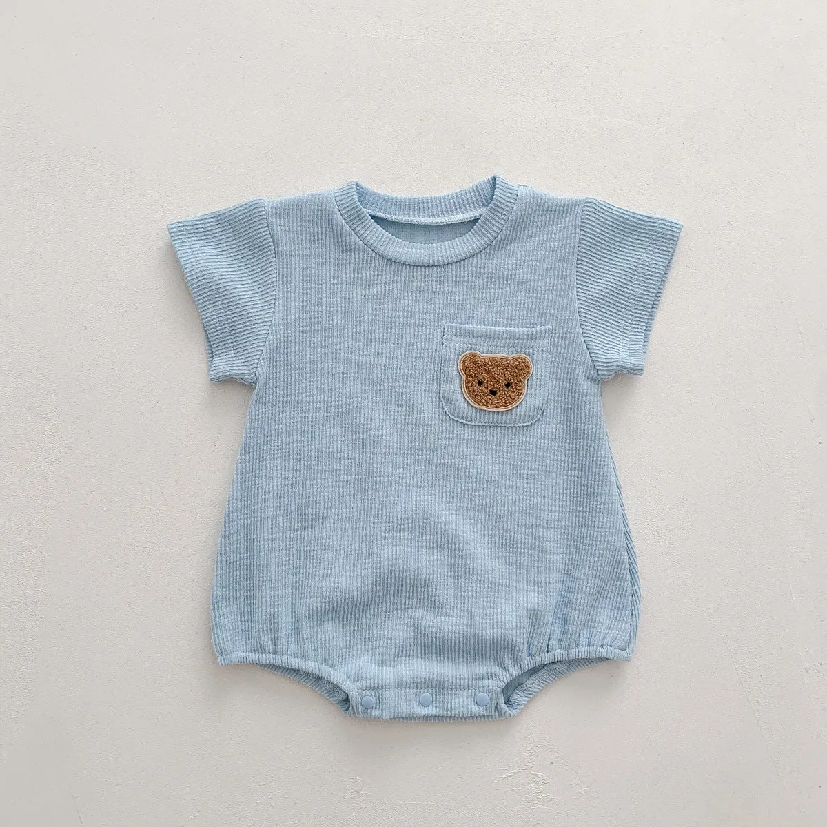 2022 Baby, Newborn, Male and Female Baby Bodysuit, Little Bear, Fart Wrap, Short Sleeve Triangle Romper, Creeper