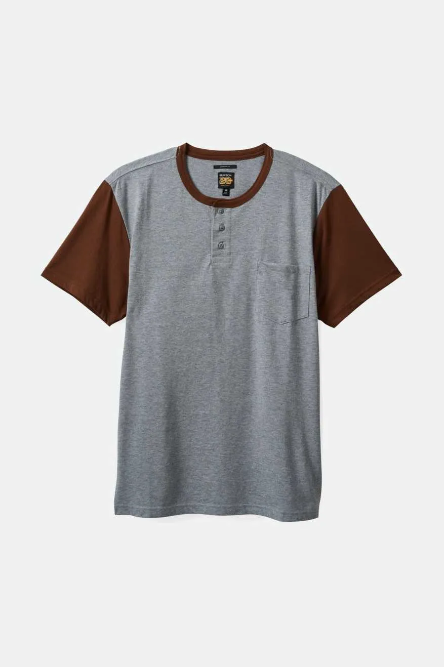 20th Anniversary Detroit Henley Pocket T-Shirt - Heather Grey/Pinecone Brown