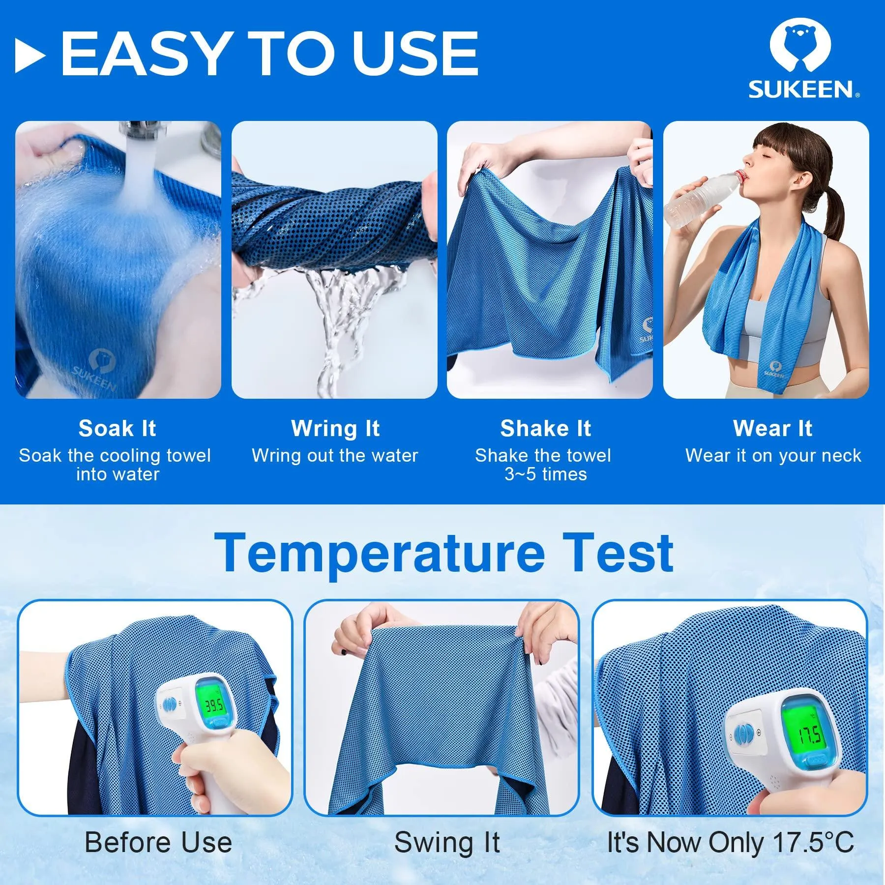 4 Pack Cooling Towel Soft Breathable Chilly Microfiber