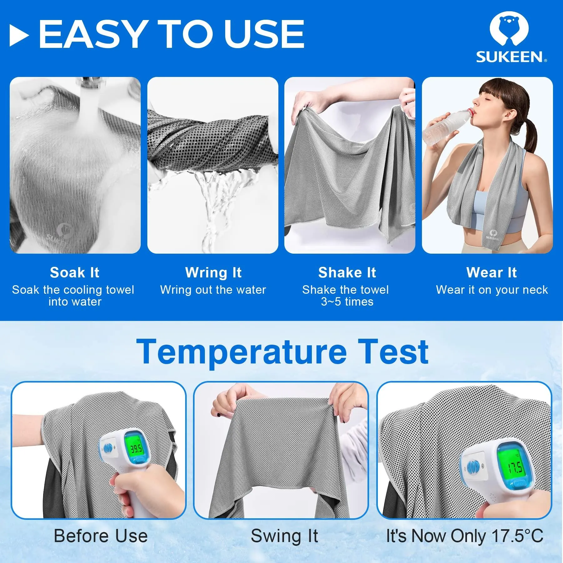 4 Pack Cooling Towel Soft Breathable Chilly Microfiber