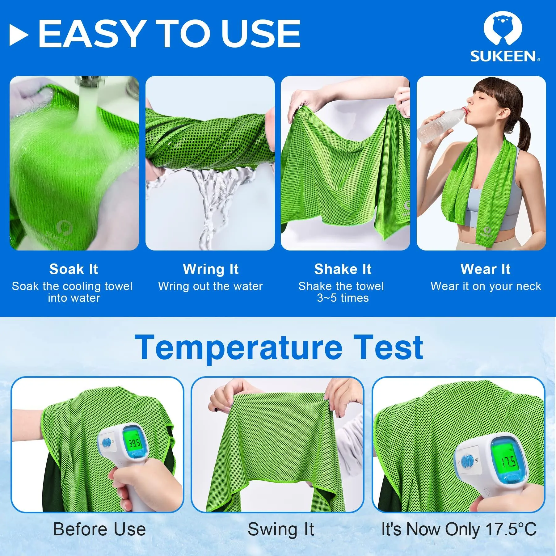 4 Pack Cooling Towel Soft Breathable Chilly Microfiber