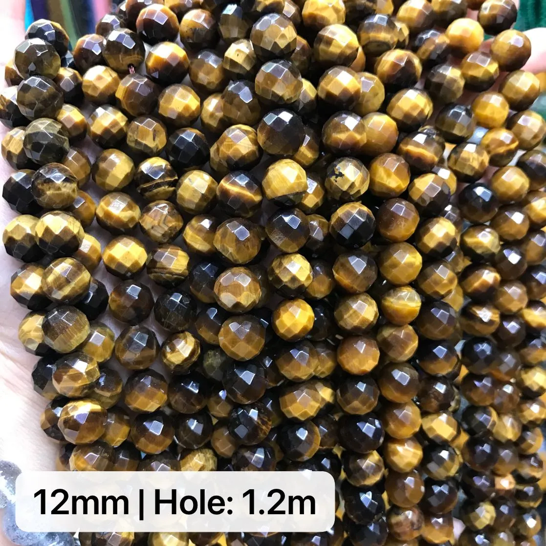 6-12mm 64 Cut Faceted Brown Tiger Eye Bead Strands for DIY Jewelry Project