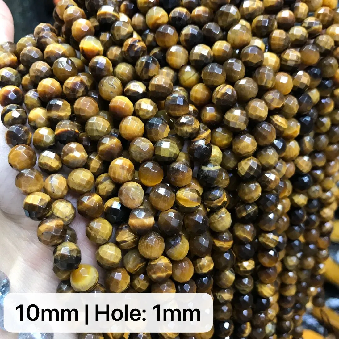 6-12mm 64 Cut Faceted Brown Tiger Eye Bead Strands for DIY Jewelry Project