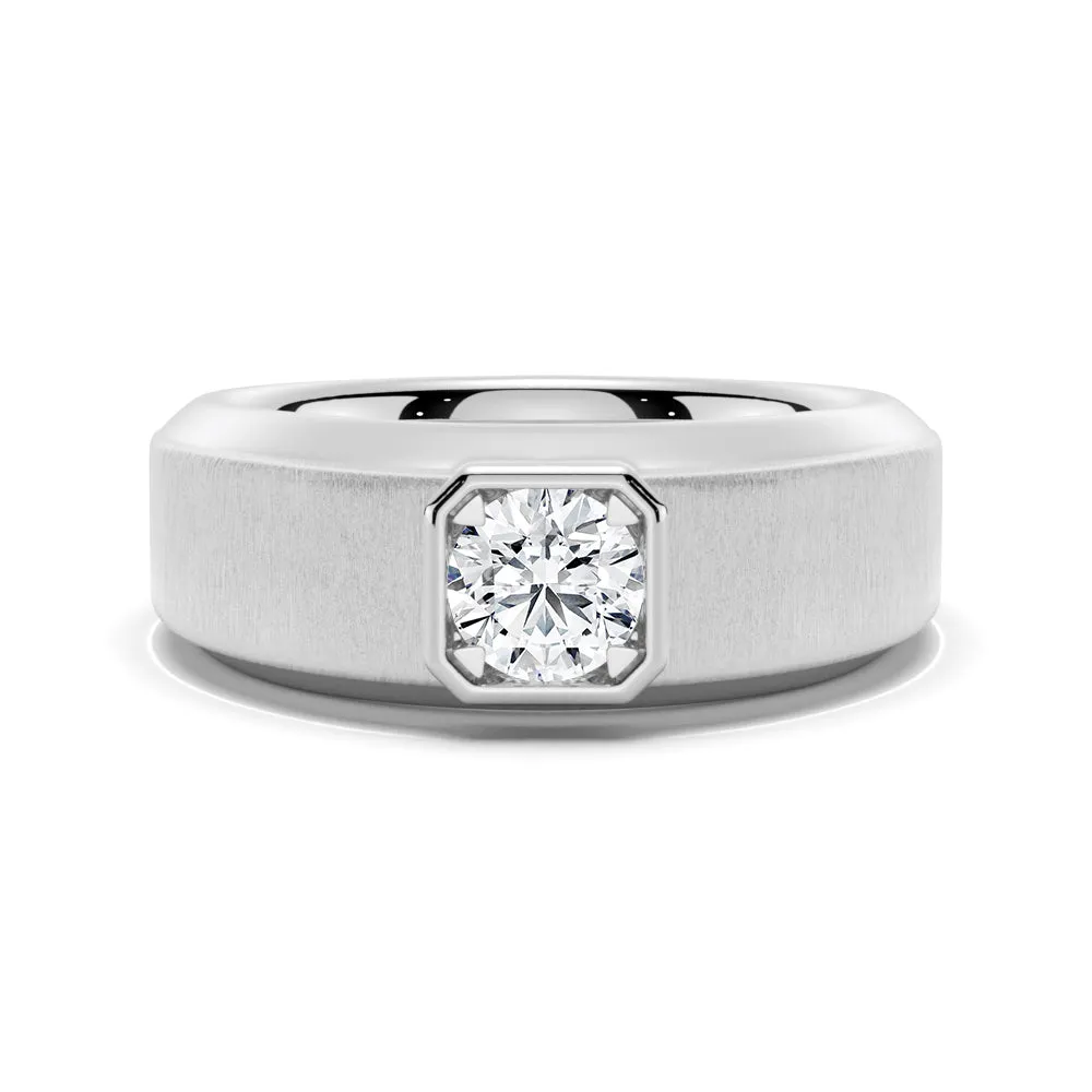 6.5mm Beveled Edge Solitaire Moissanite Men's Band