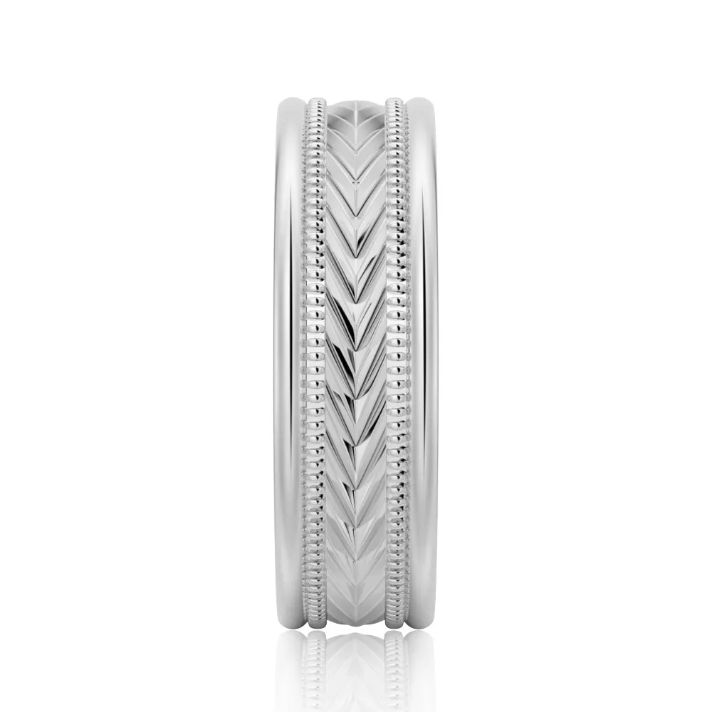 6mm Arrow Pattern Minimalist Men's Wedding Band