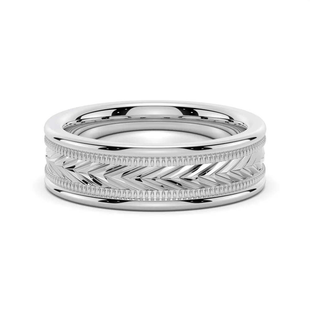 6mm Arrow Pattern Minimalist Men's Wedding Band