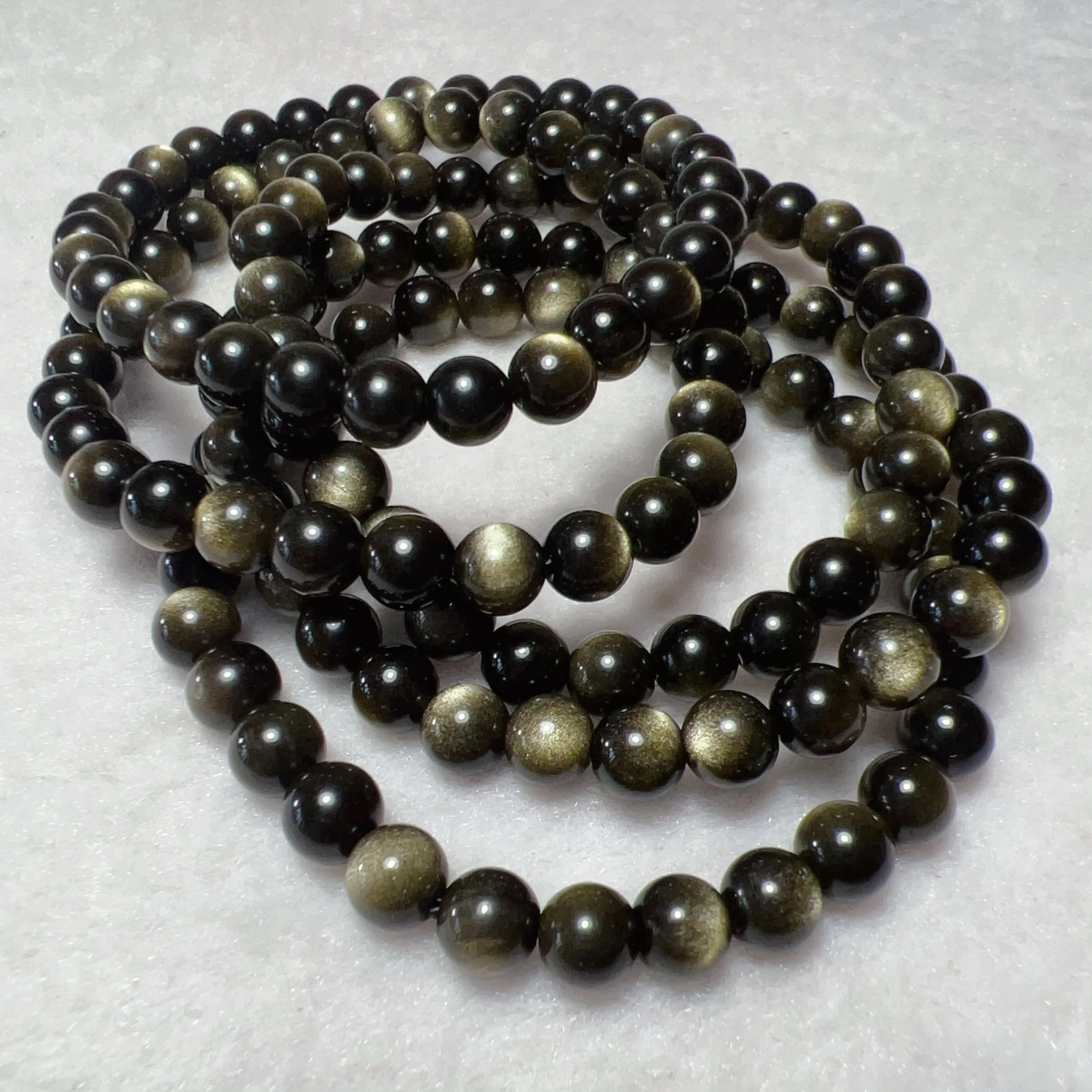 6mm Top Grade Golden Sheen Obsidian Round Bead Bracelets for DIY Jewelry Project