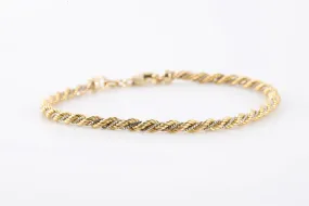 7.5" 14k Two-Tone Gold Rope Chain Bracelet (5.46g.)