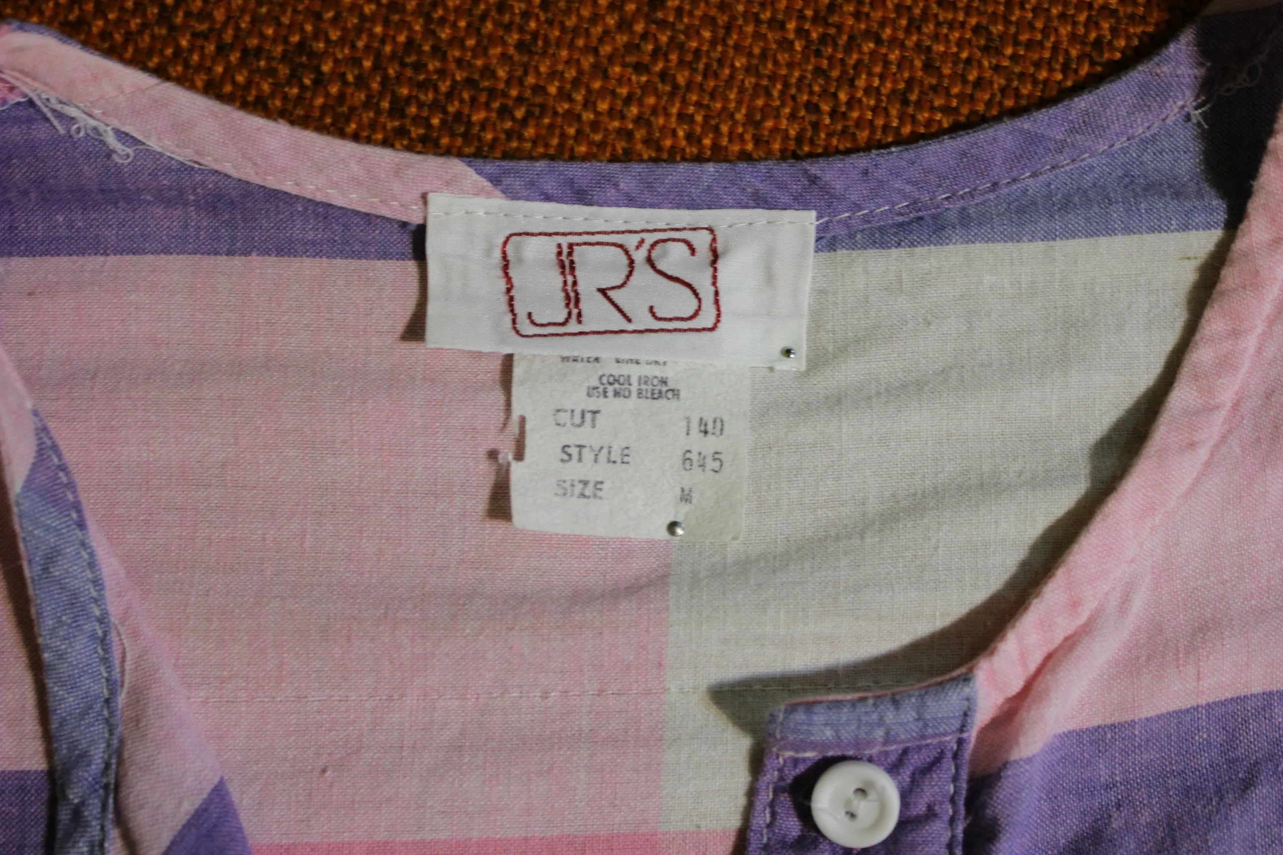 80's Pastel Half Shirt JR's Women's Medium Button Checkered