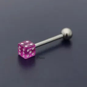 Acrylic Dice Tongue Barbell - Purple