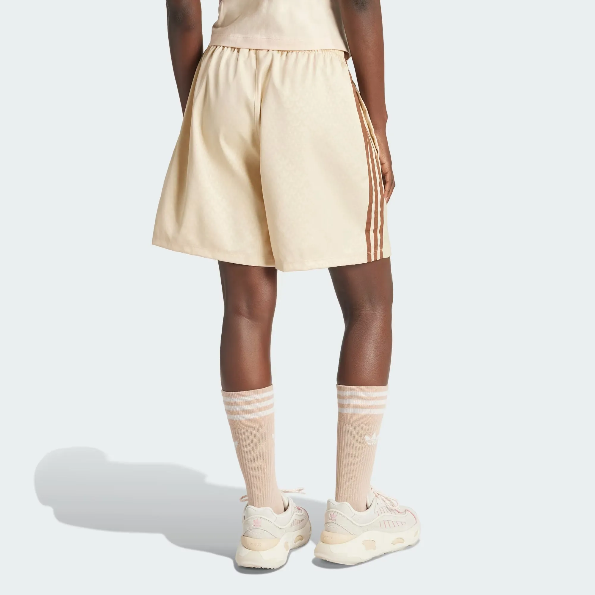 Adidas Originals | FASHION MONOGRAM SATIN SHORTS  { CRYSTAL SAND