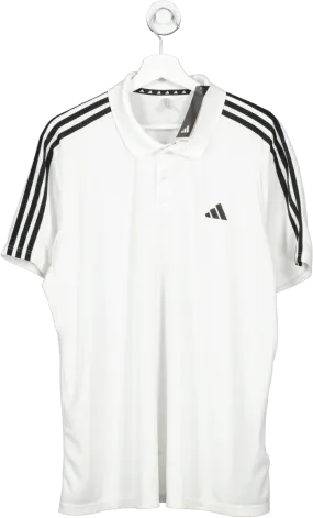 adidas White Tr-es Pique 3 Short Sleeve Polo BNWT UK L