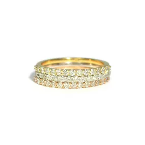 AFJ Diamond Collection - Tri Band Ring with Diamonds, Yellow, Rose and White Gold