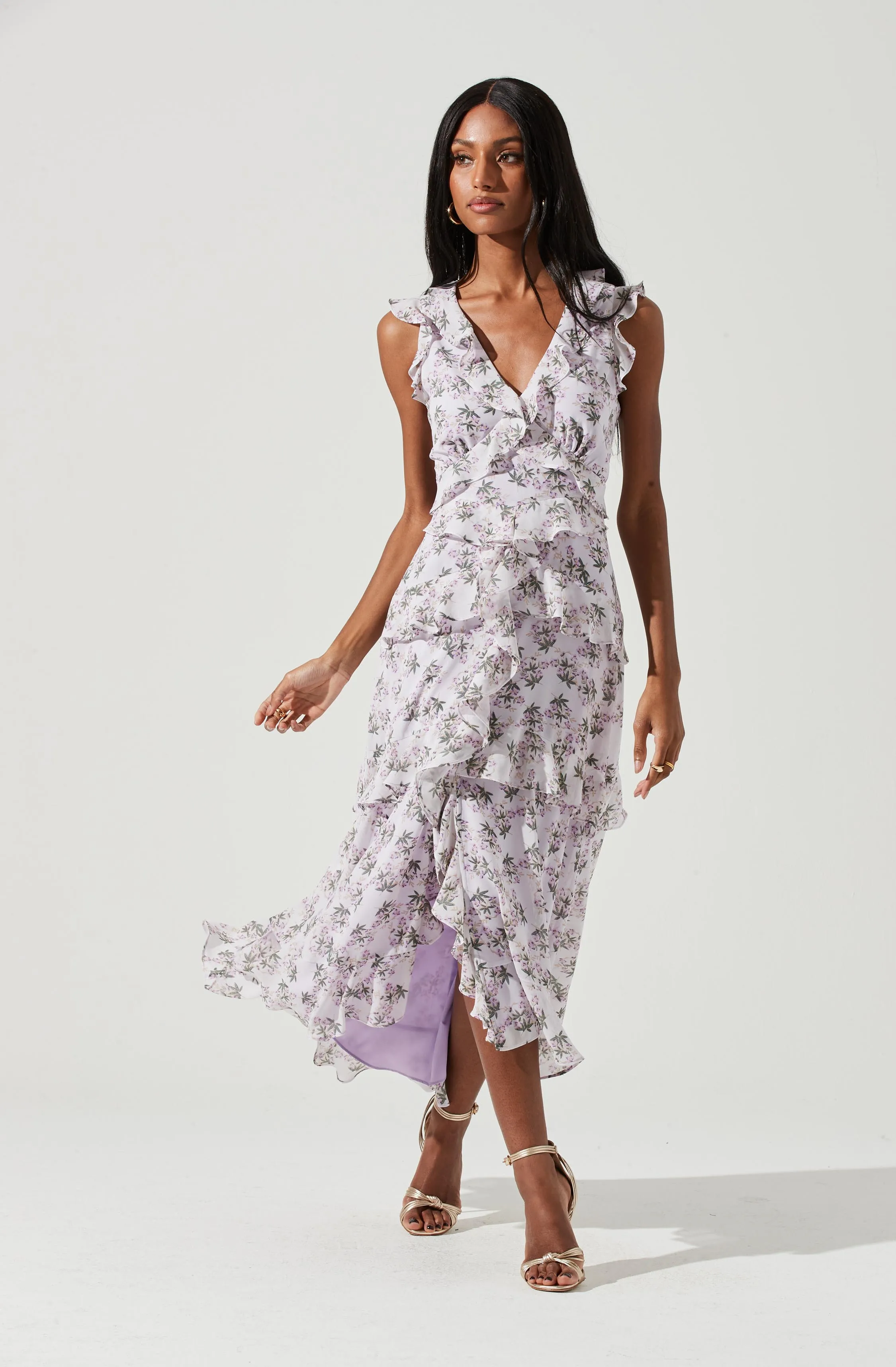 Allie Floral Ruffle Maxi Dress