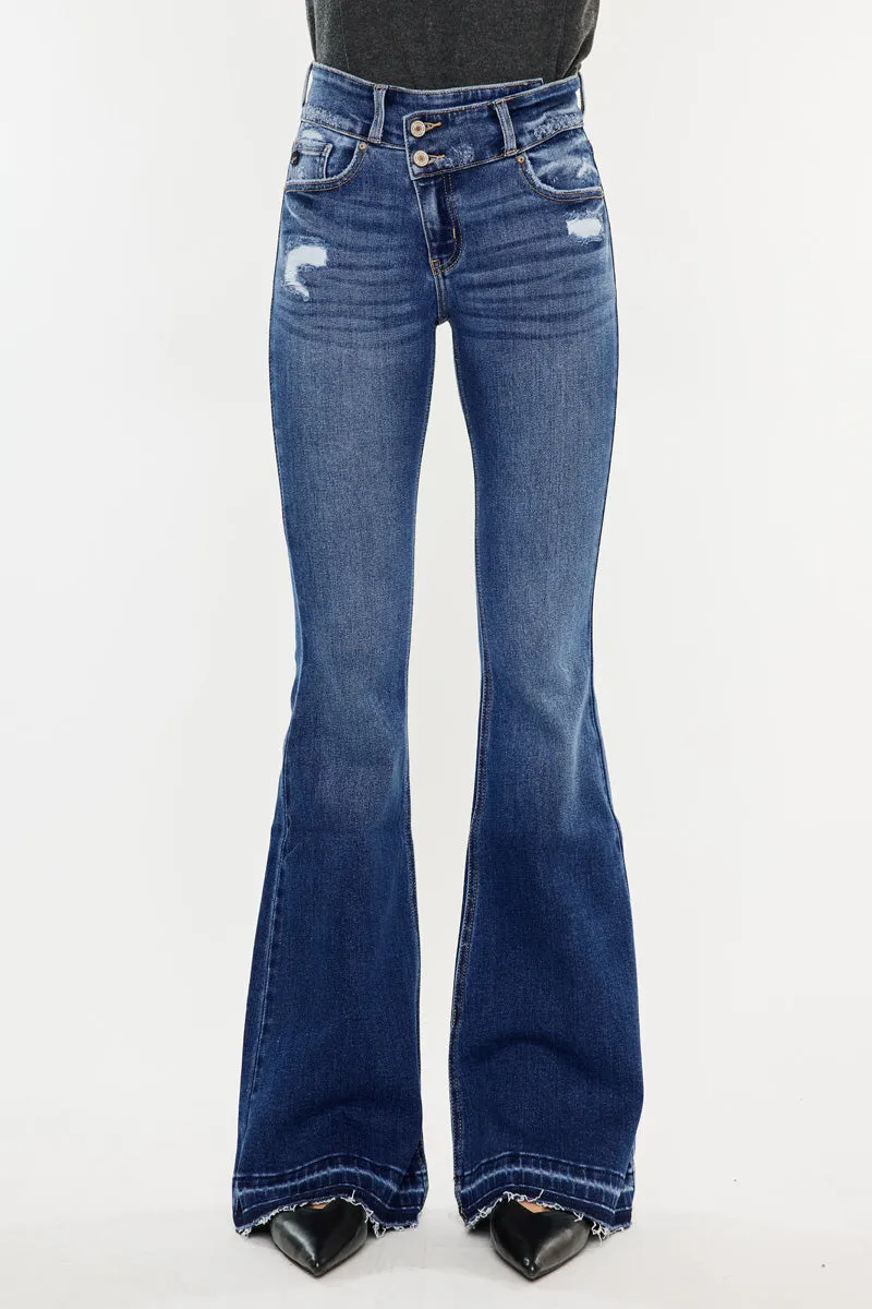 Amaya High Rise Crossover Flare Jeans