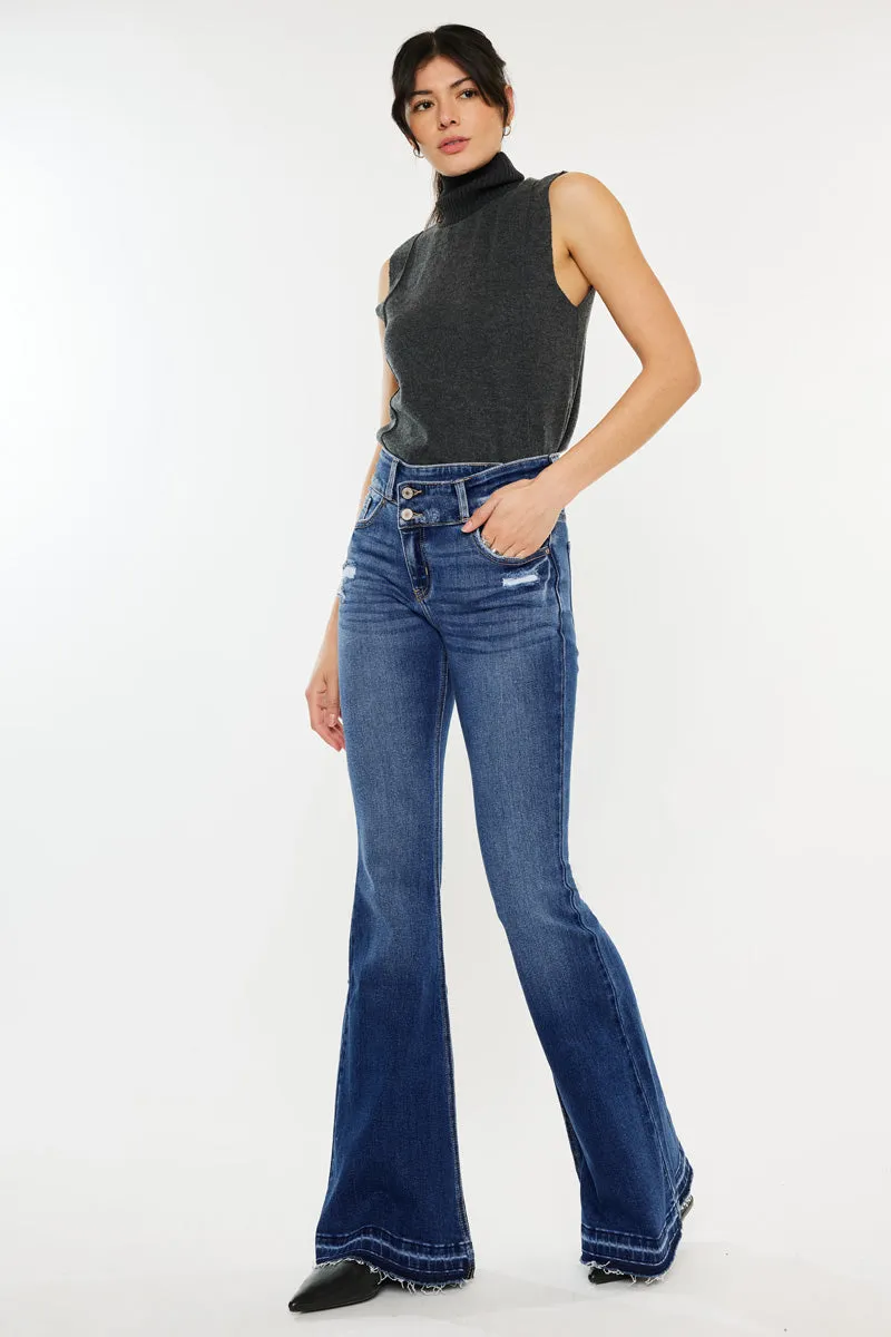 Amaya High Rise Crossover Flare Jeans