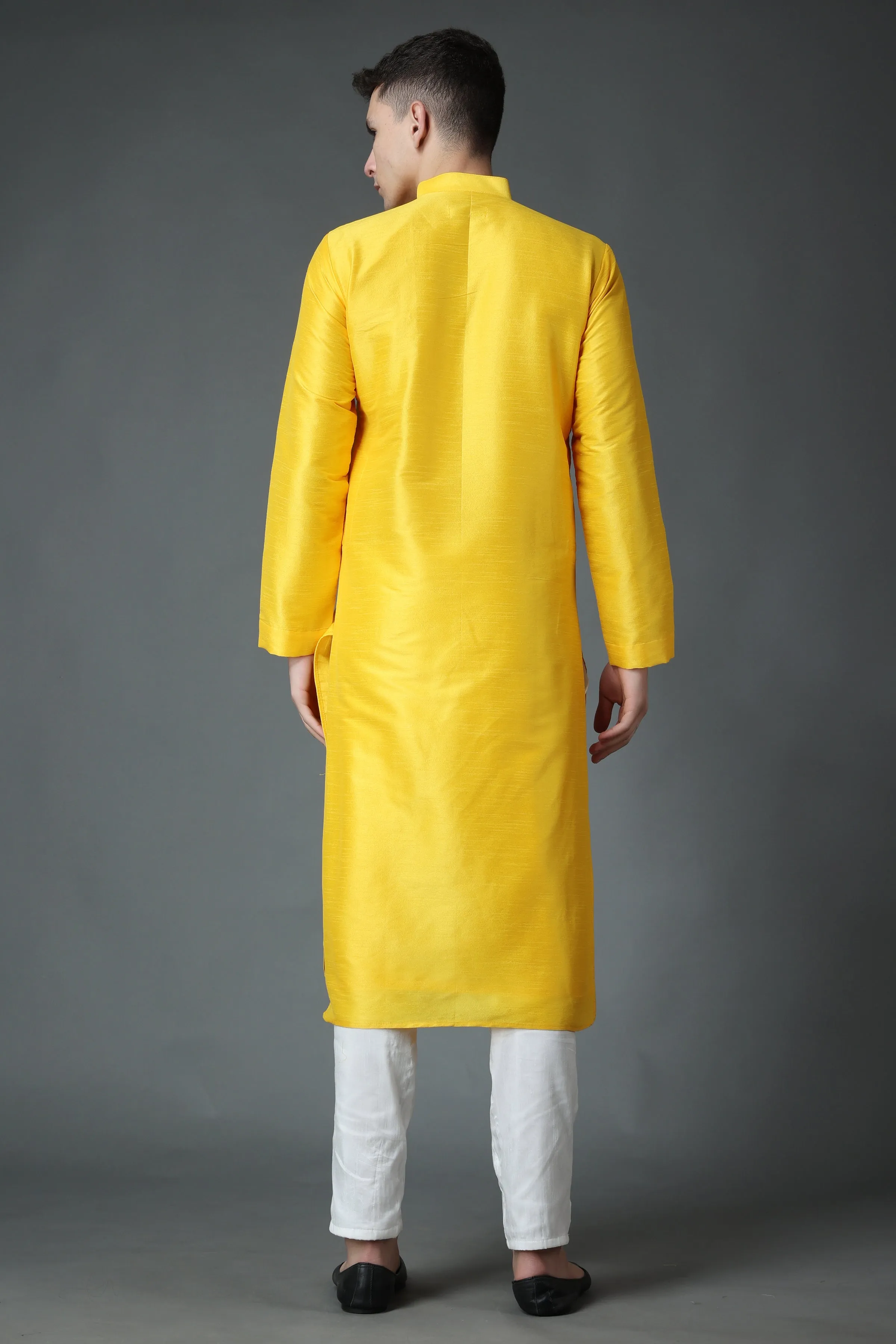 Amber Yellow Silk Kurta