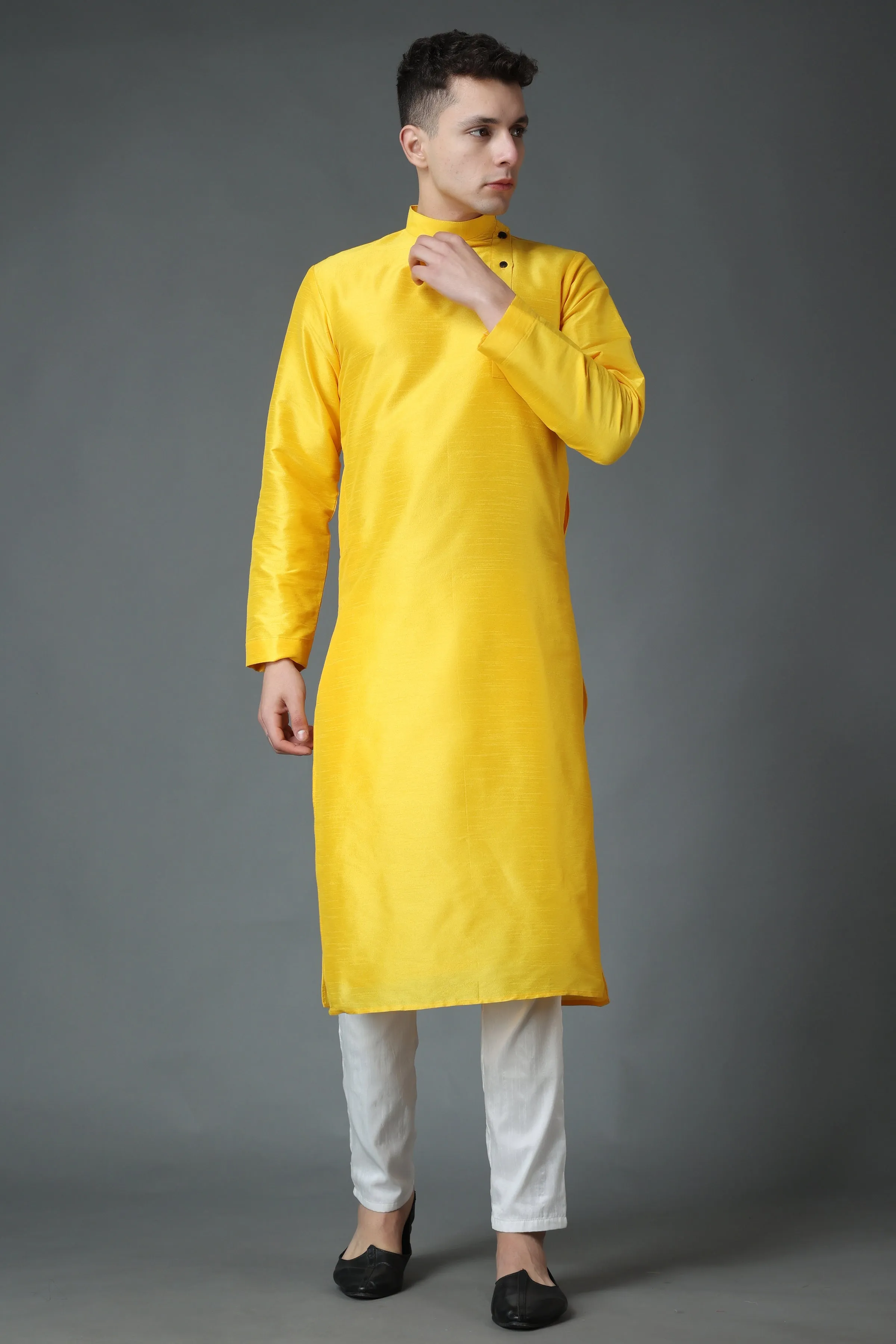 Amber Yellow Silk Kurta