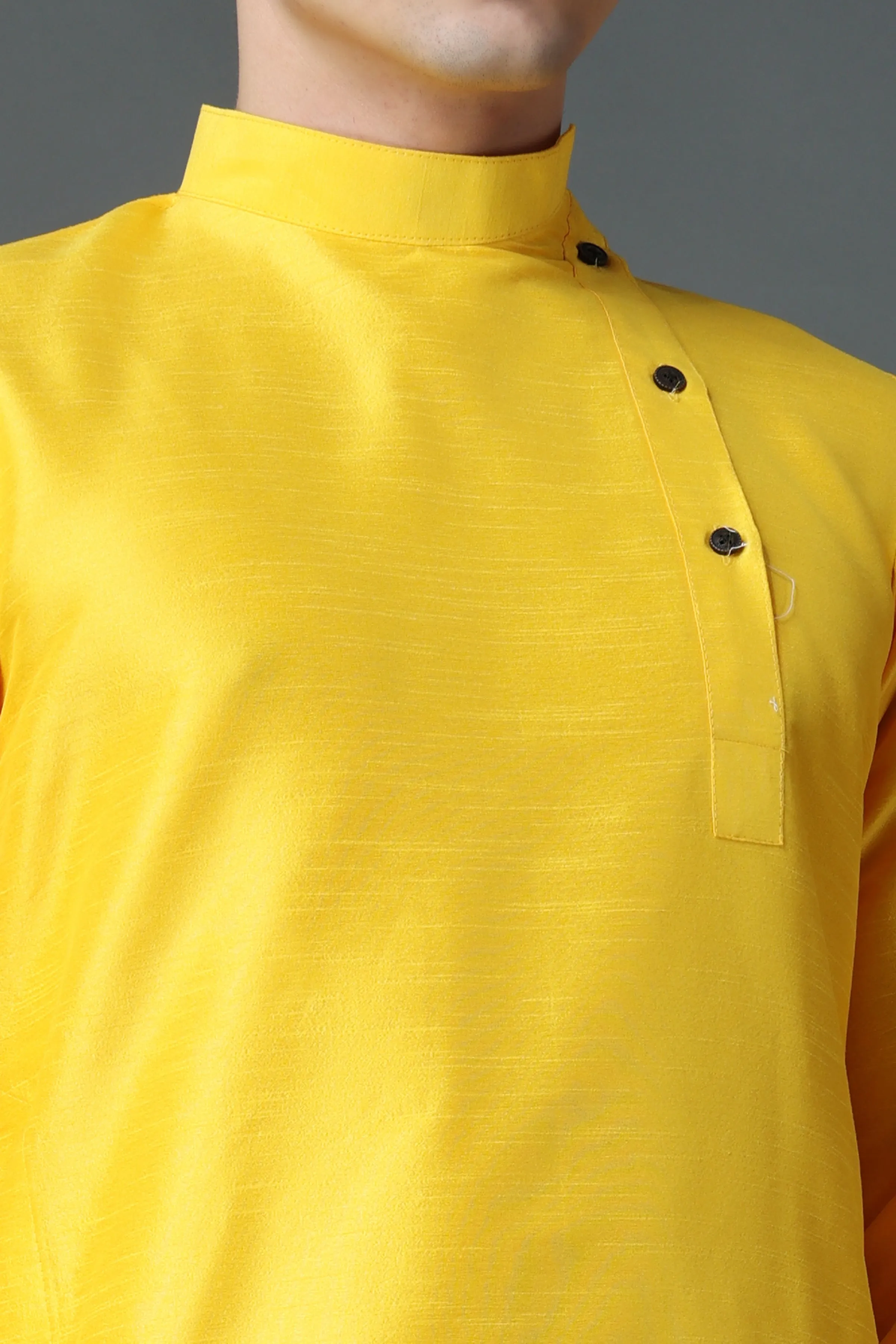 Amber Yellow Silk Kurta