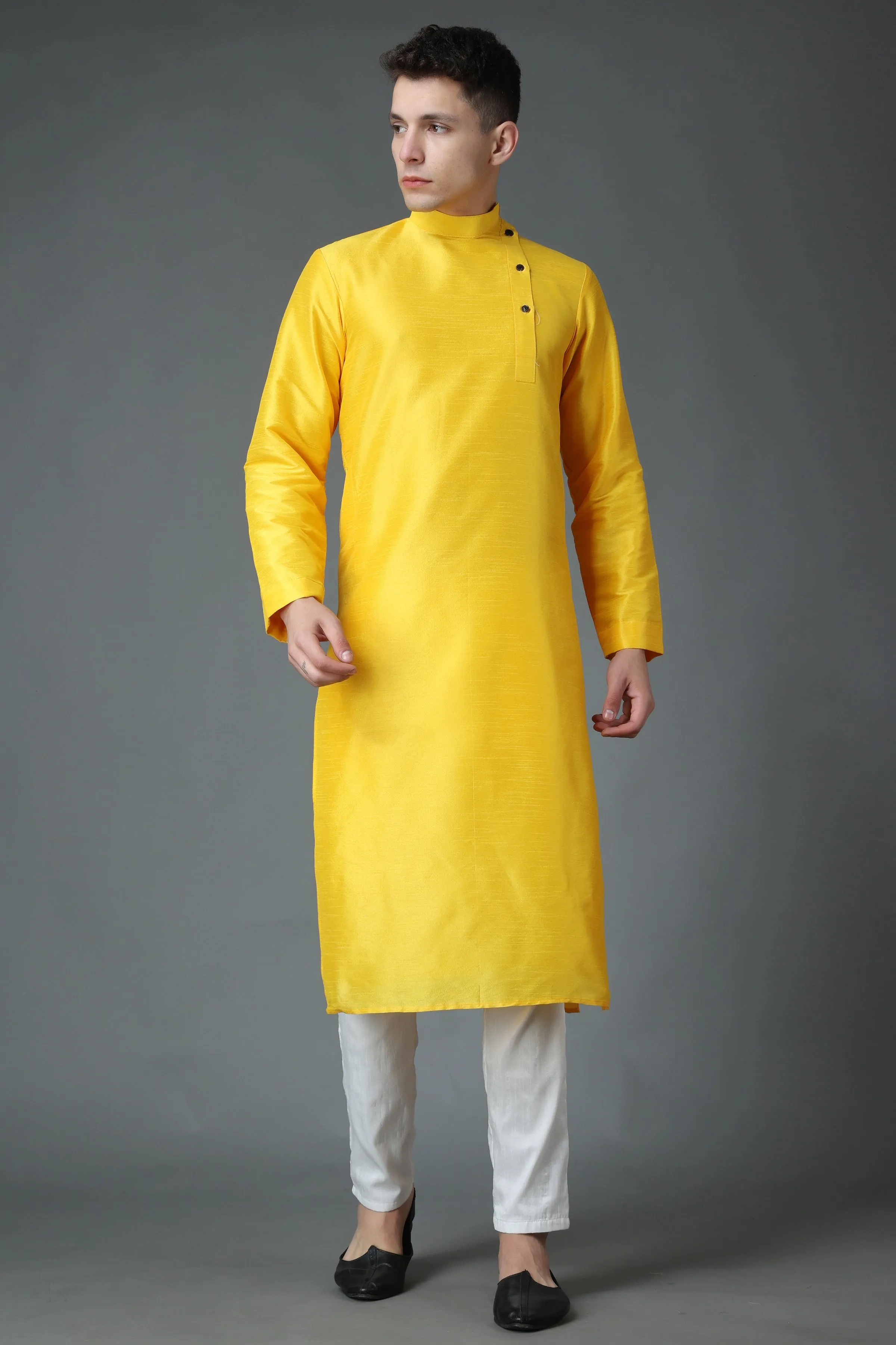 Amber Yellow Silk Kurta