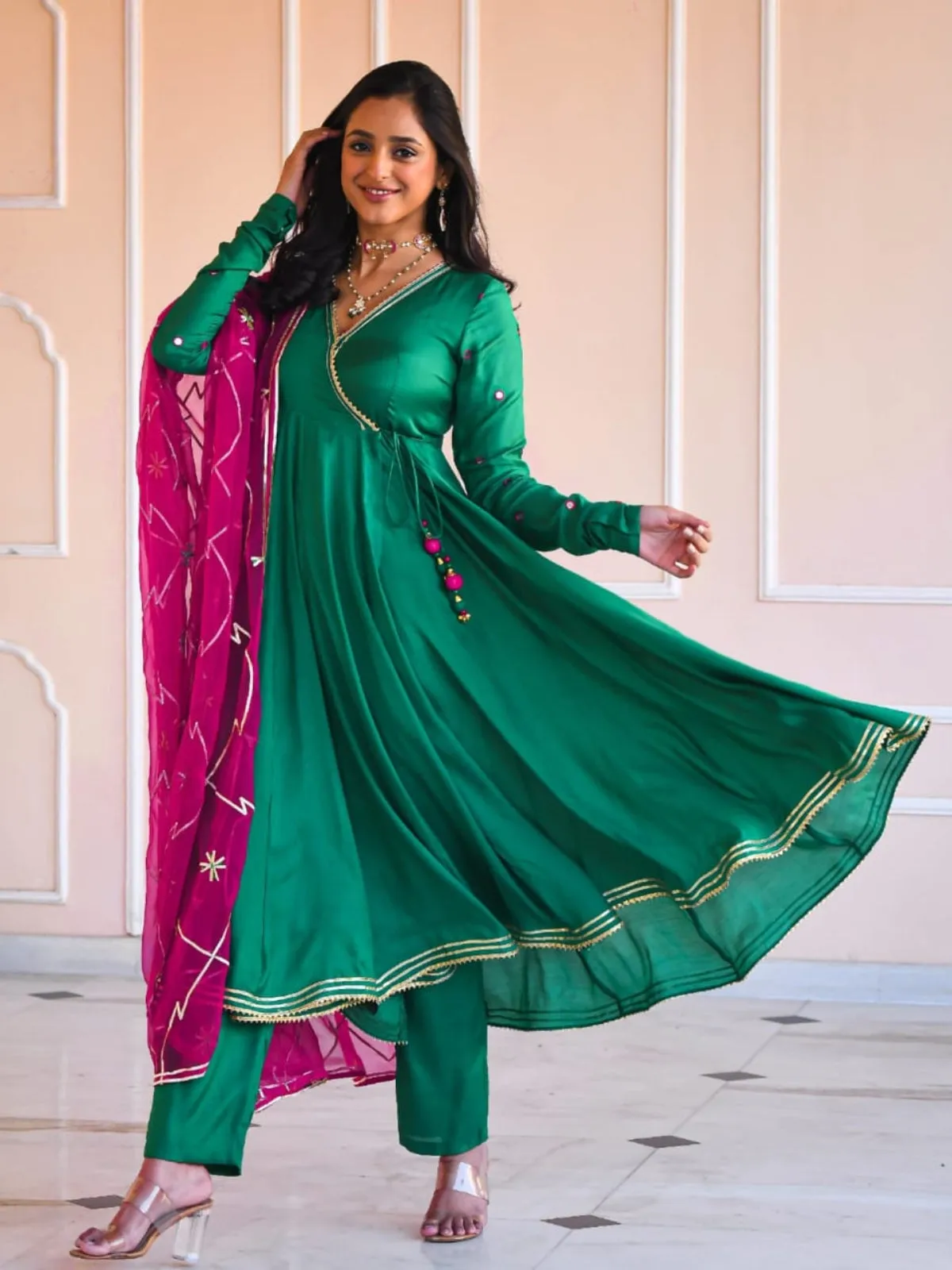 Anarkali Green Festive Set