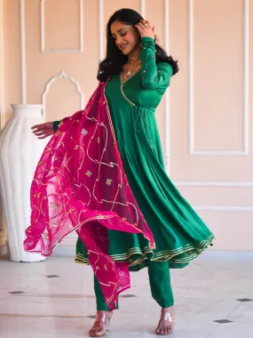 Anarkali Green Festive Set