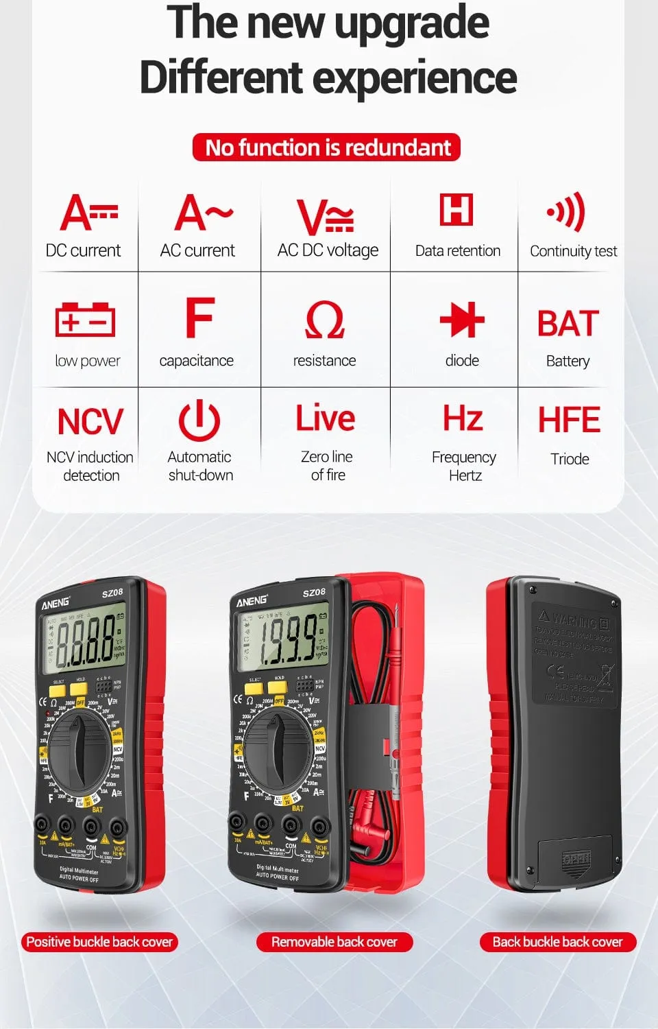 ANENG SZ08 Digital Multimeter Ultra-thin storage Professional Multimetro Auto Voltmeter AC DC 220V Resistance Handhold Testers