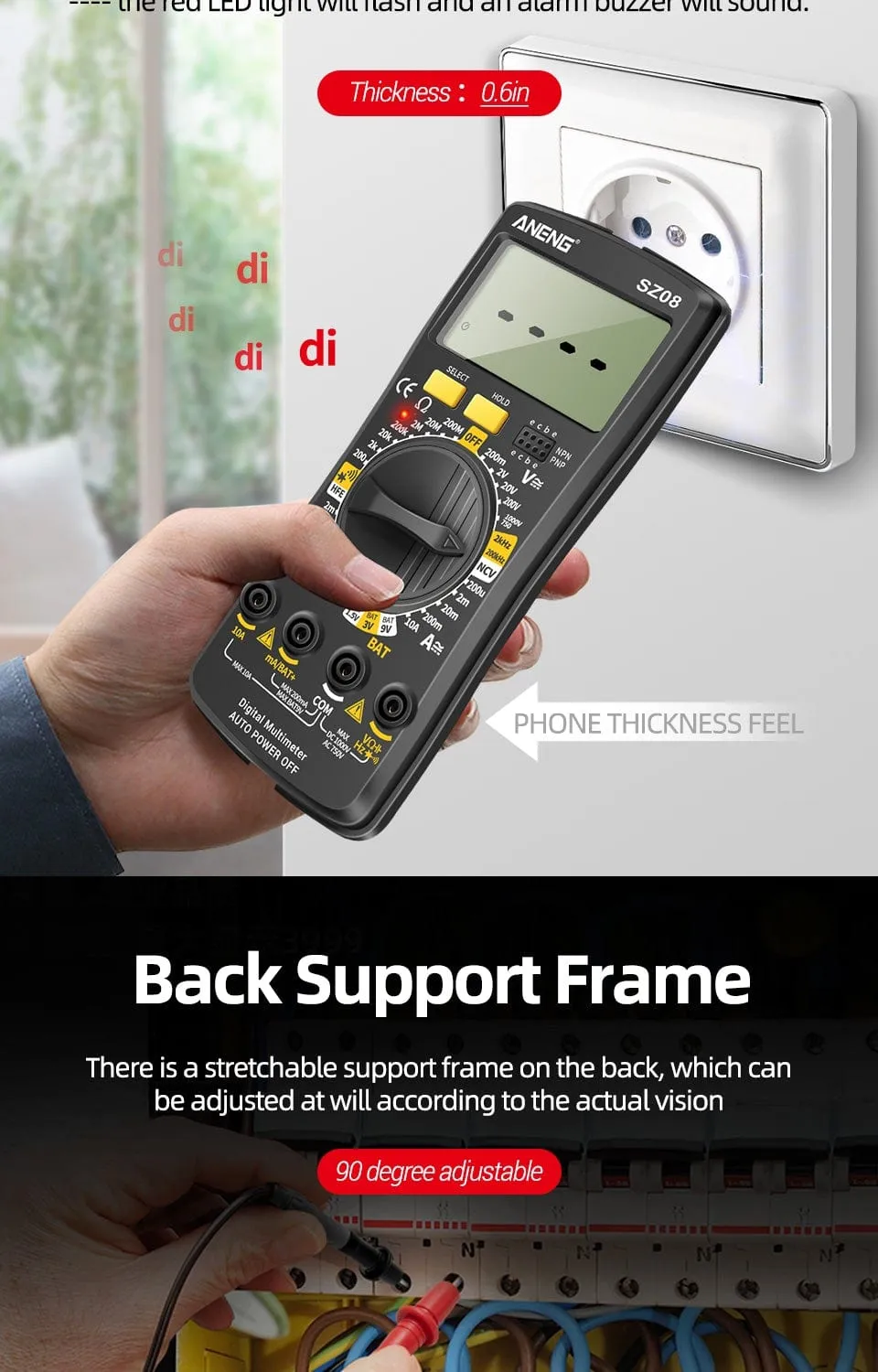 ANENG SZ08 Digital Multimeter Ultra-thin storage Professional Multimetro Auto Voltmeter AC DC 220V Resistance Handhold Testers