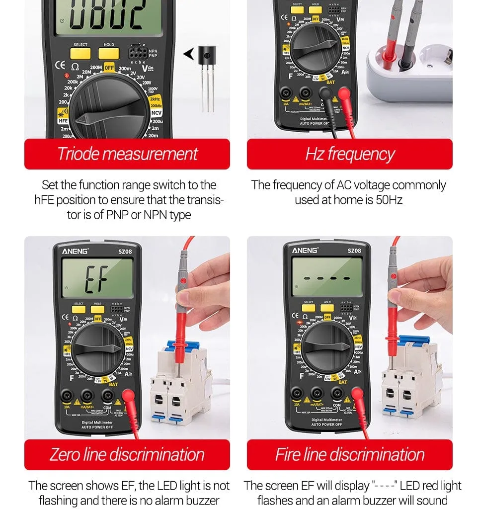 ANENG SZ08 Digital Multimeter Ultra-thin storage Professional Multimetro Auto Voltmeter AC DC 220V Resistance Handhold Testers