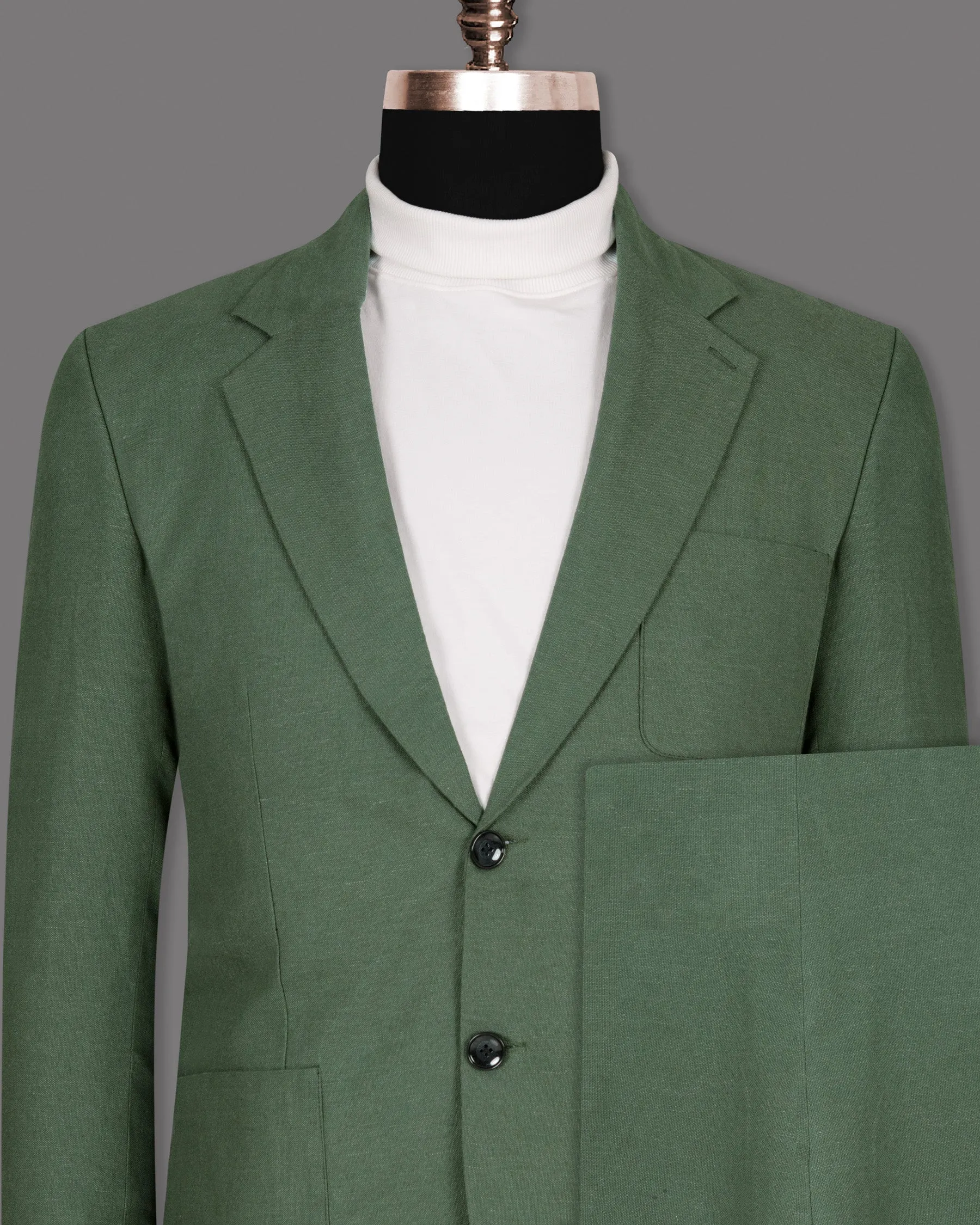 Asparagus Green Luxurious Linen Sports Suit