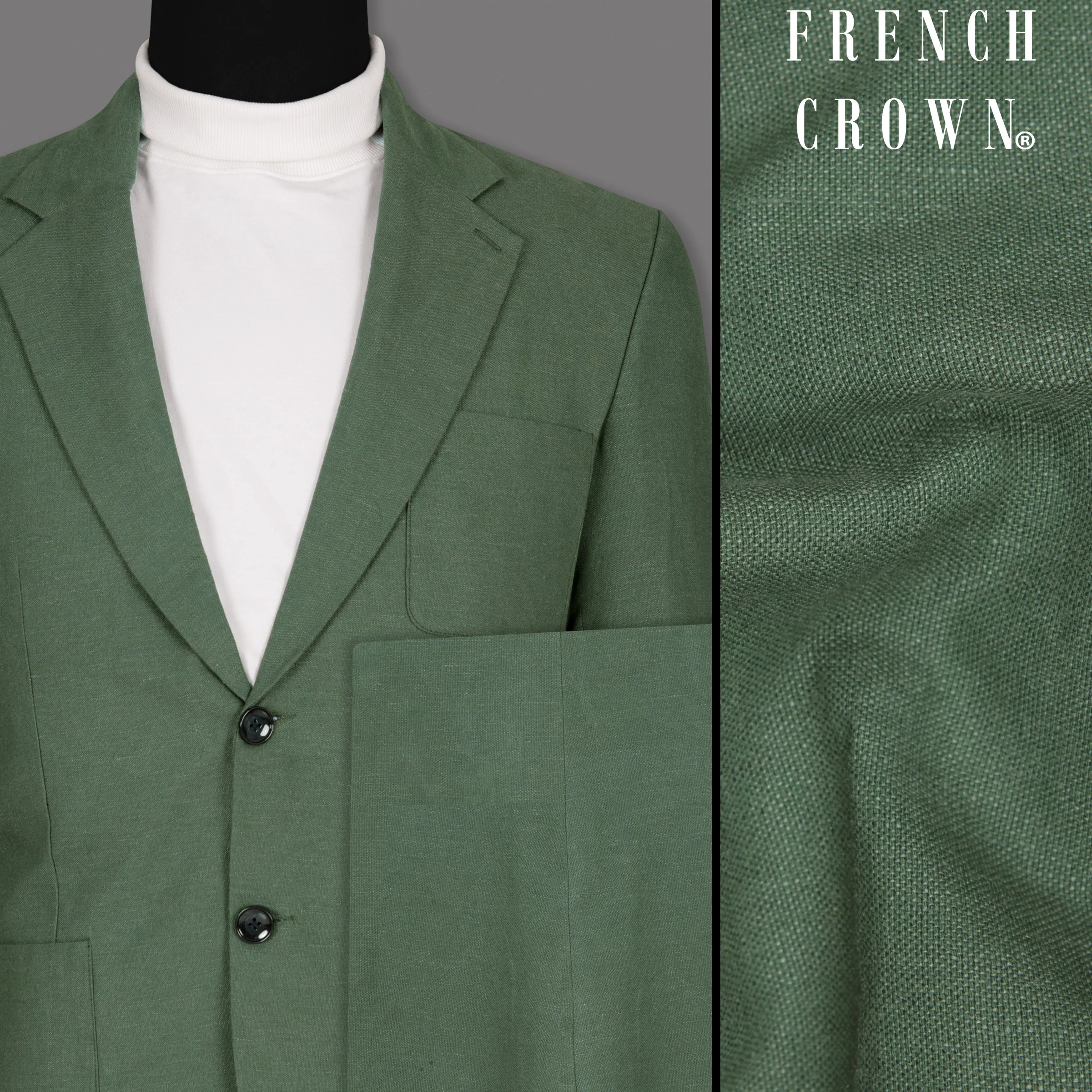 Asparagus Green Luxurious Linen Sports Suit